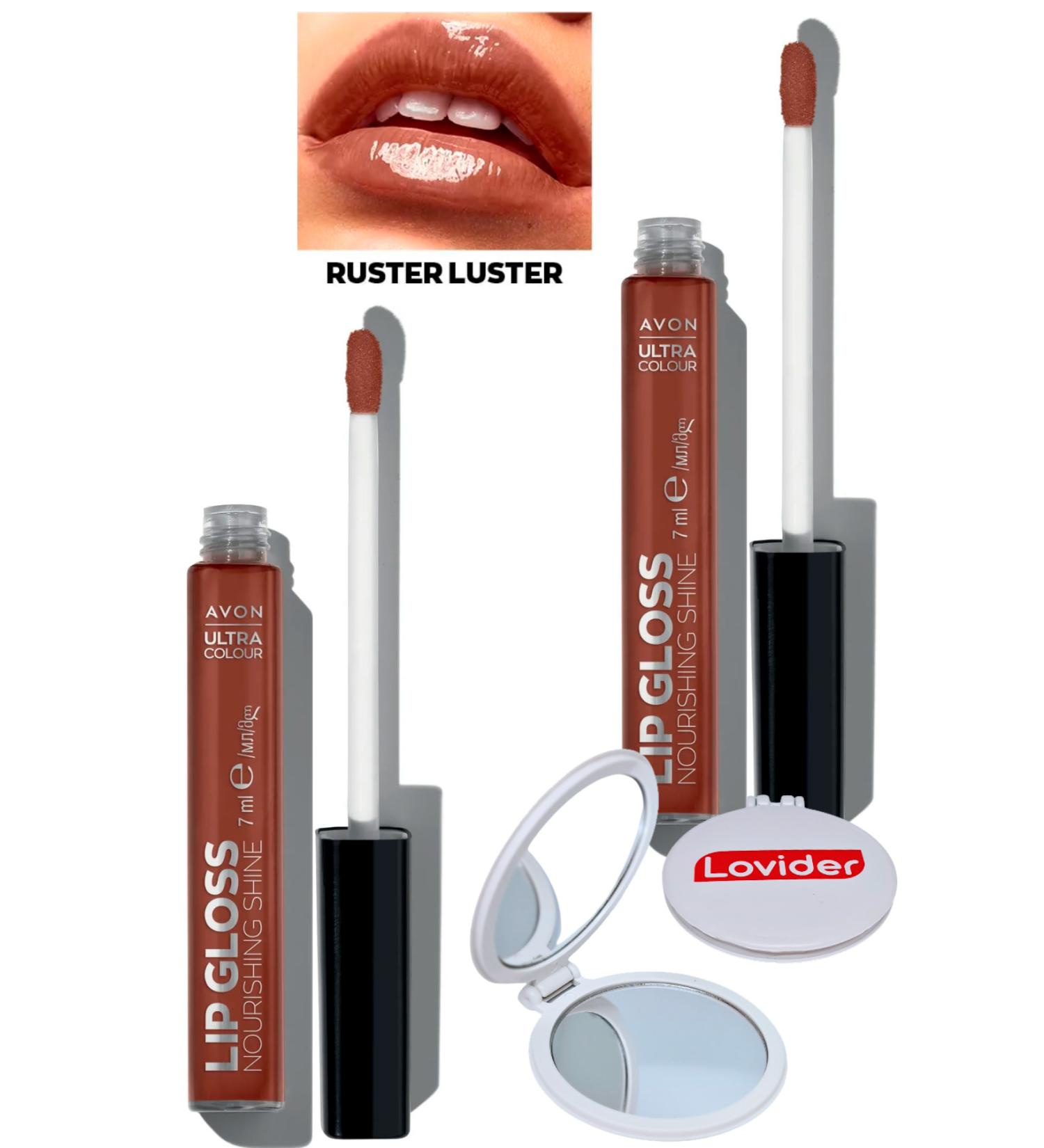 Avon Ultra Color Lip Gloss Nourishing Lip Gloss - Rusty Luster 2 Pack + Lovider Pocket Mirror - Buy Online on GoSupps.com