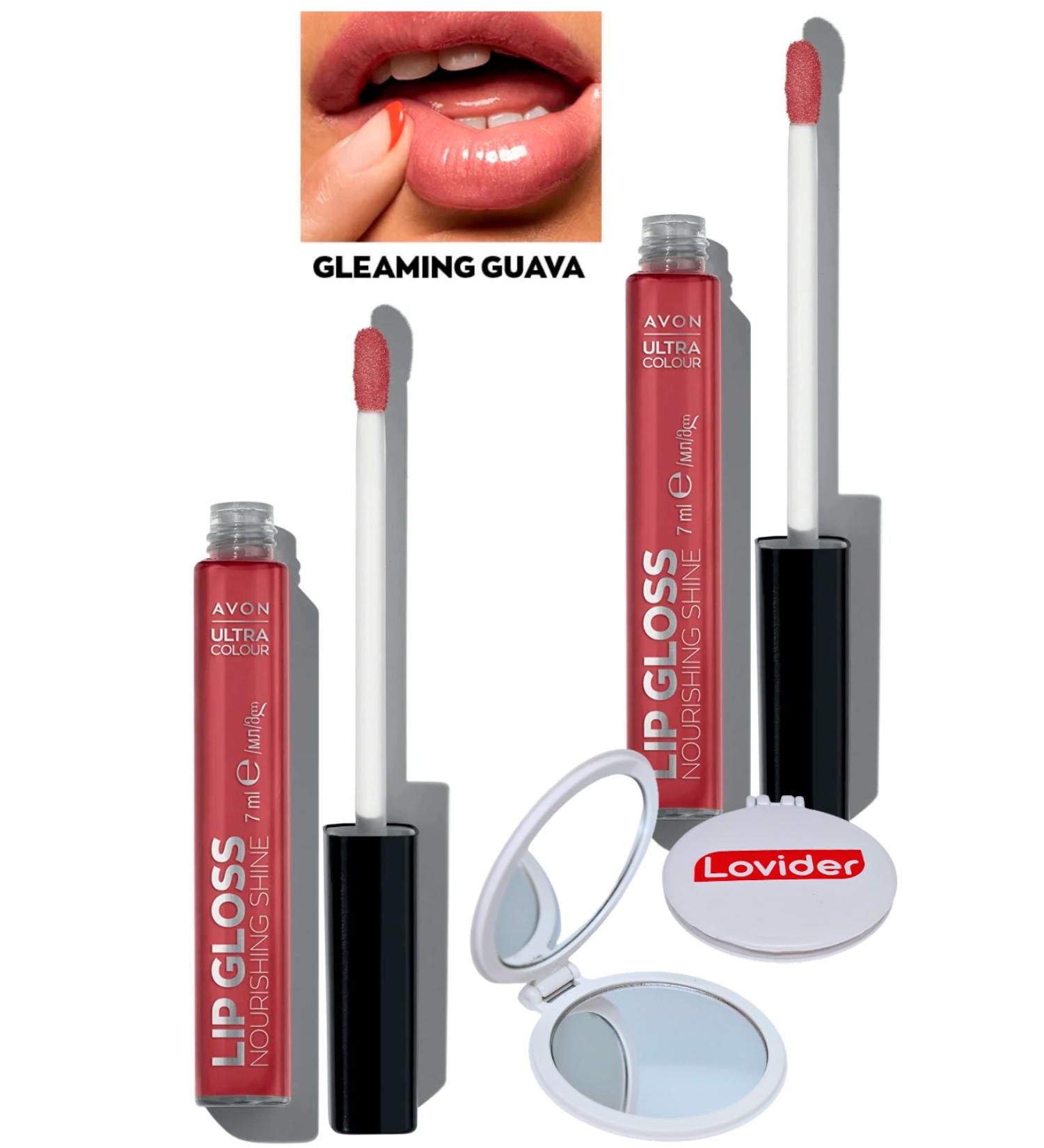 Avon Ultra Color Lip Gloss Nourishing Lip Gloss - Gleaming Guava 2 Pack + Lovider Pocket Mirror Gift - Buy Online on GoSupps.com