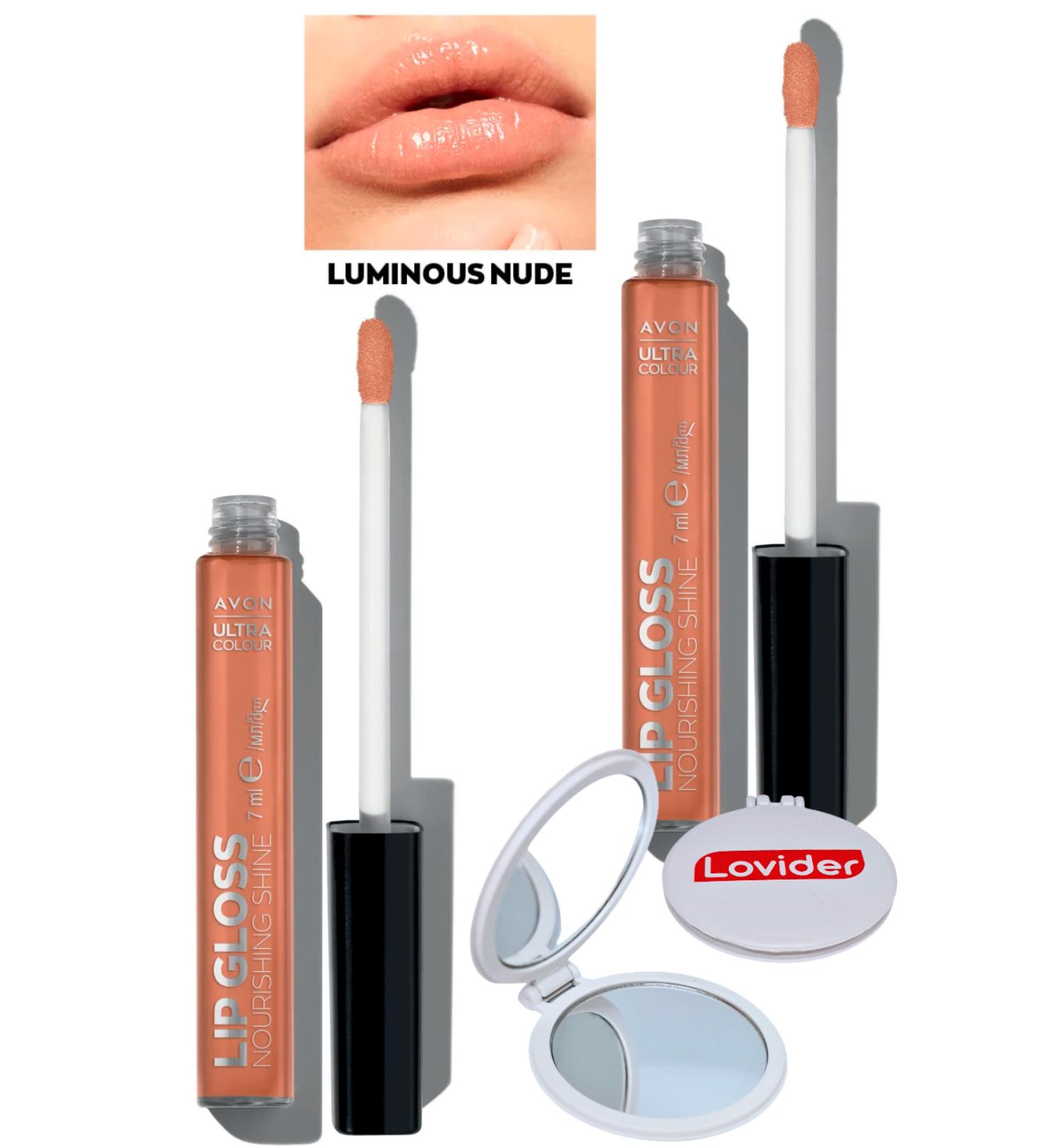 Avon Ultra Color Lip Gloss Nourishing Lip Gloss - Luminous Nude 2 Pack + Lovider Pocket Mirror - Buy Online on GoSupps.com
