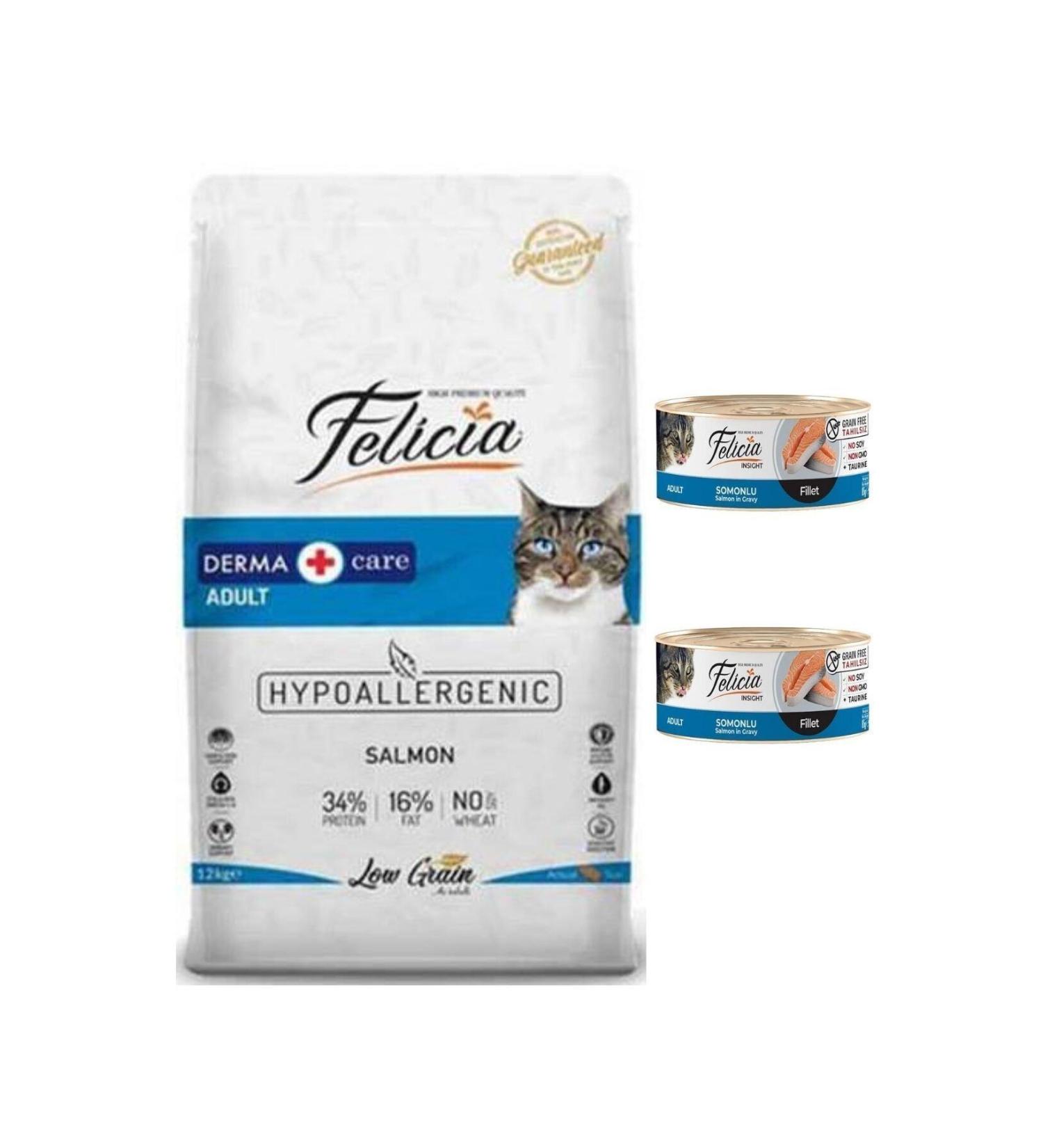Felicia Adult Cat Food with Salmon 2 Kg. + 2 Pieces of Wet Food with Salmon