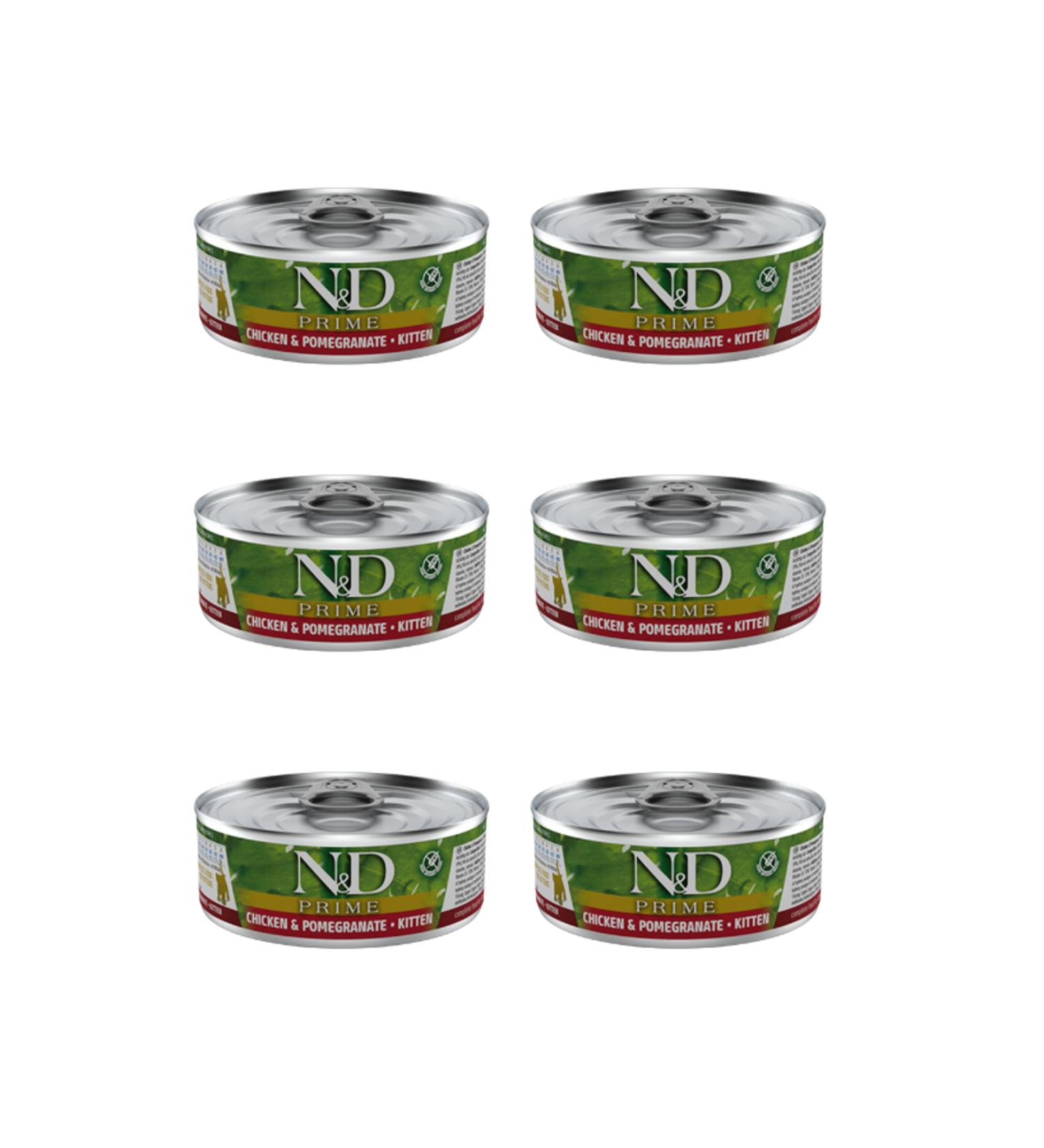 N & D Prime Kitten Grain-Free Chicken and Pomegranate Kitten Canned Food 70 g x 6 pieces