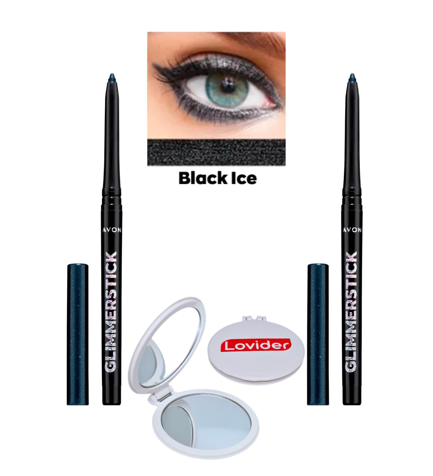 Avon Glimmerstick Lift Eyeliner Glitter - Black Ice 2 Pack + Lovider Pocket Mirror Gift - Buy Online on GoSupps.com