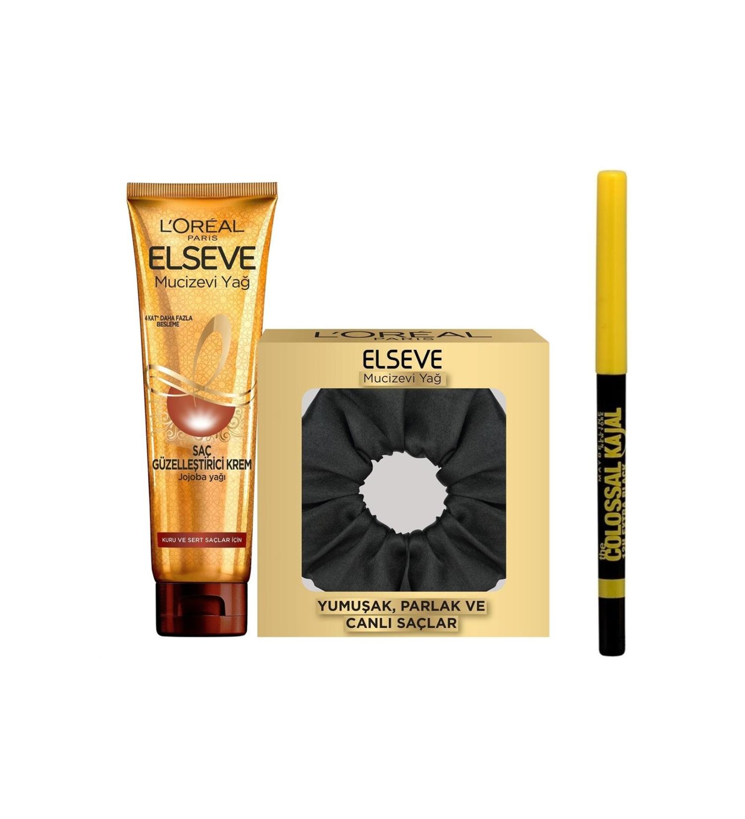 Elseve Miraculous Oil Hair Conditioner 150 ml + Barrette + Maybelline New York Black Eye Pencil