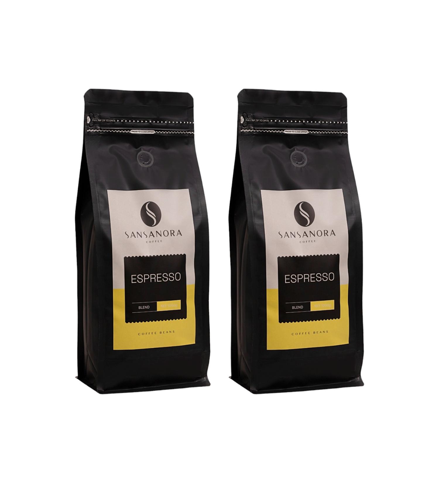 SANSANORA Espresso Blend Bean Coffee Economic Package 2x1000 G