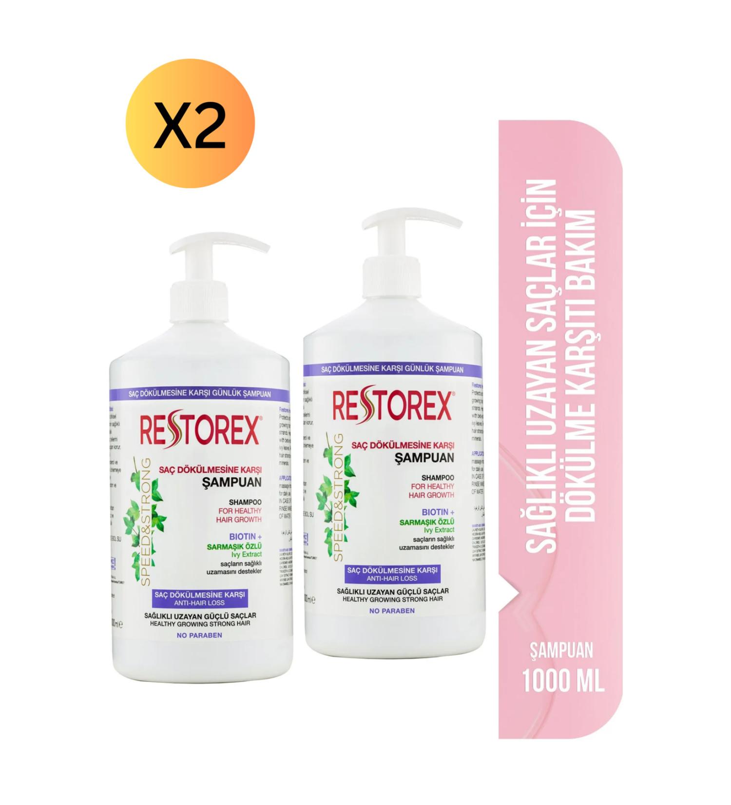 Restorex Extra Resistance Shampoo Against Hair Loss 1000 ml 2 Pieces
