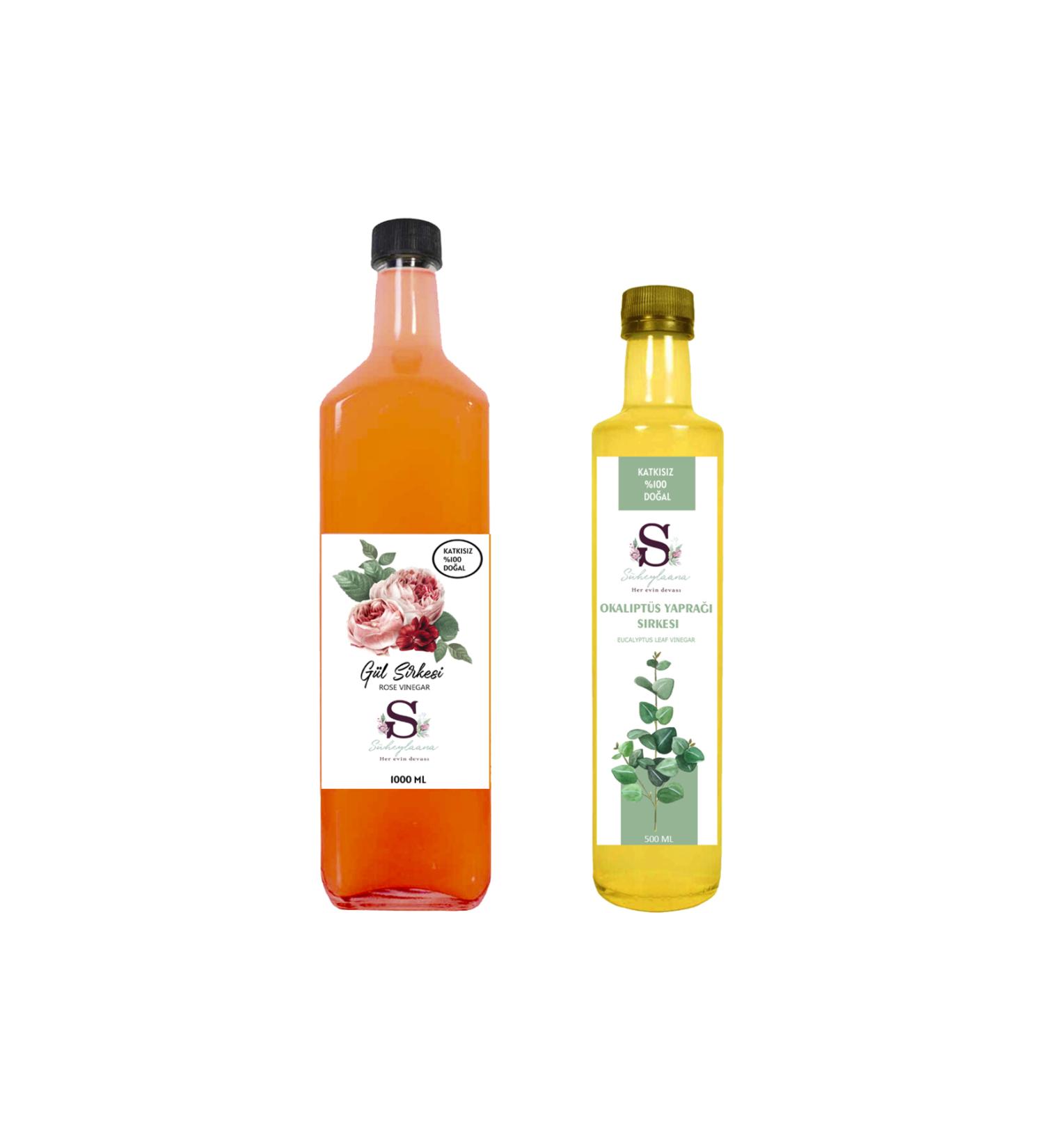 S heylaana Natural Rose Vinegar 1000 ml - Natural Eucalyptus Leaf Vinegar 500 ml