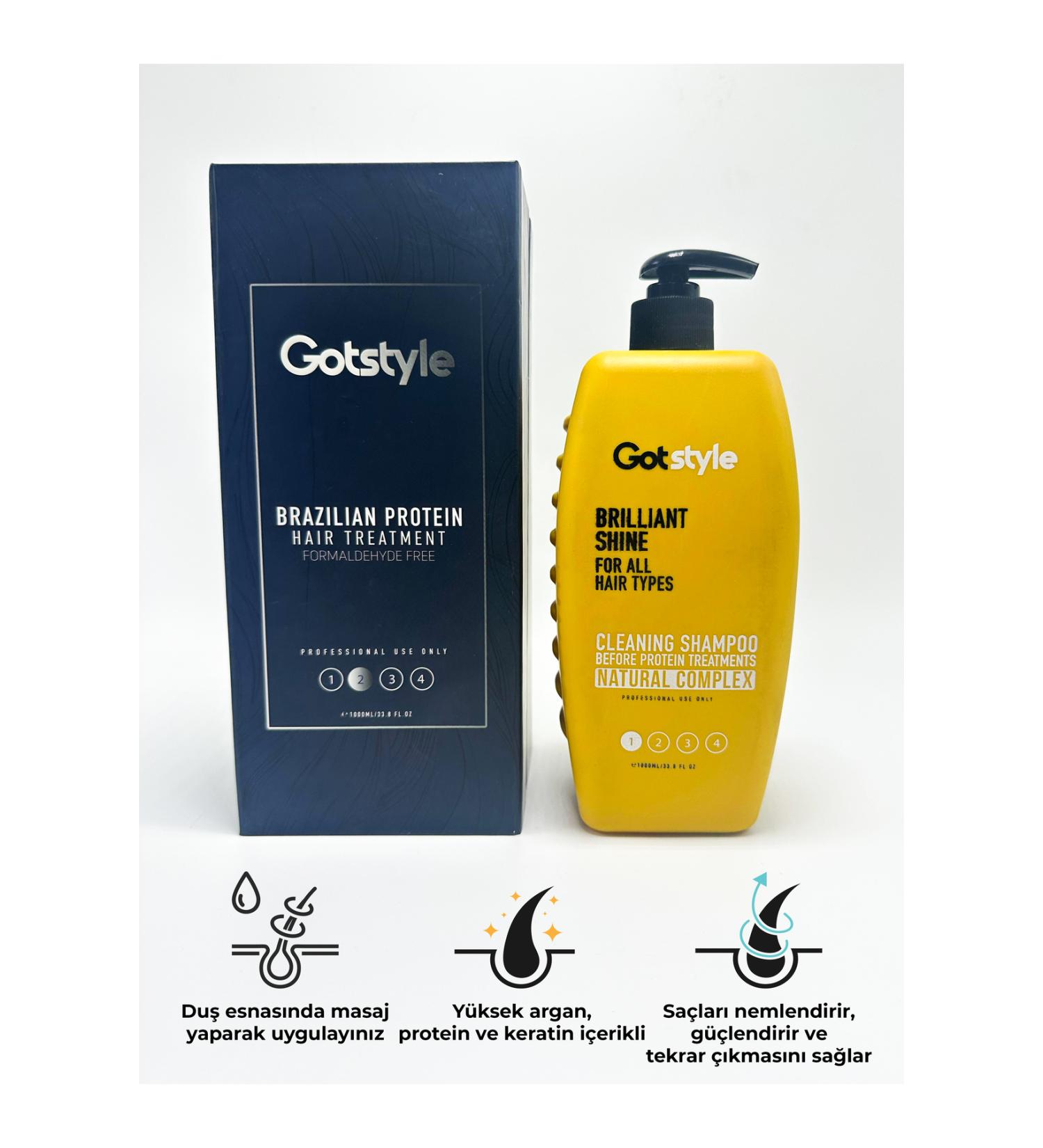 Got Style High quality Argan and Protein moisturizing strengthening keratin shampoo - 1000ml.