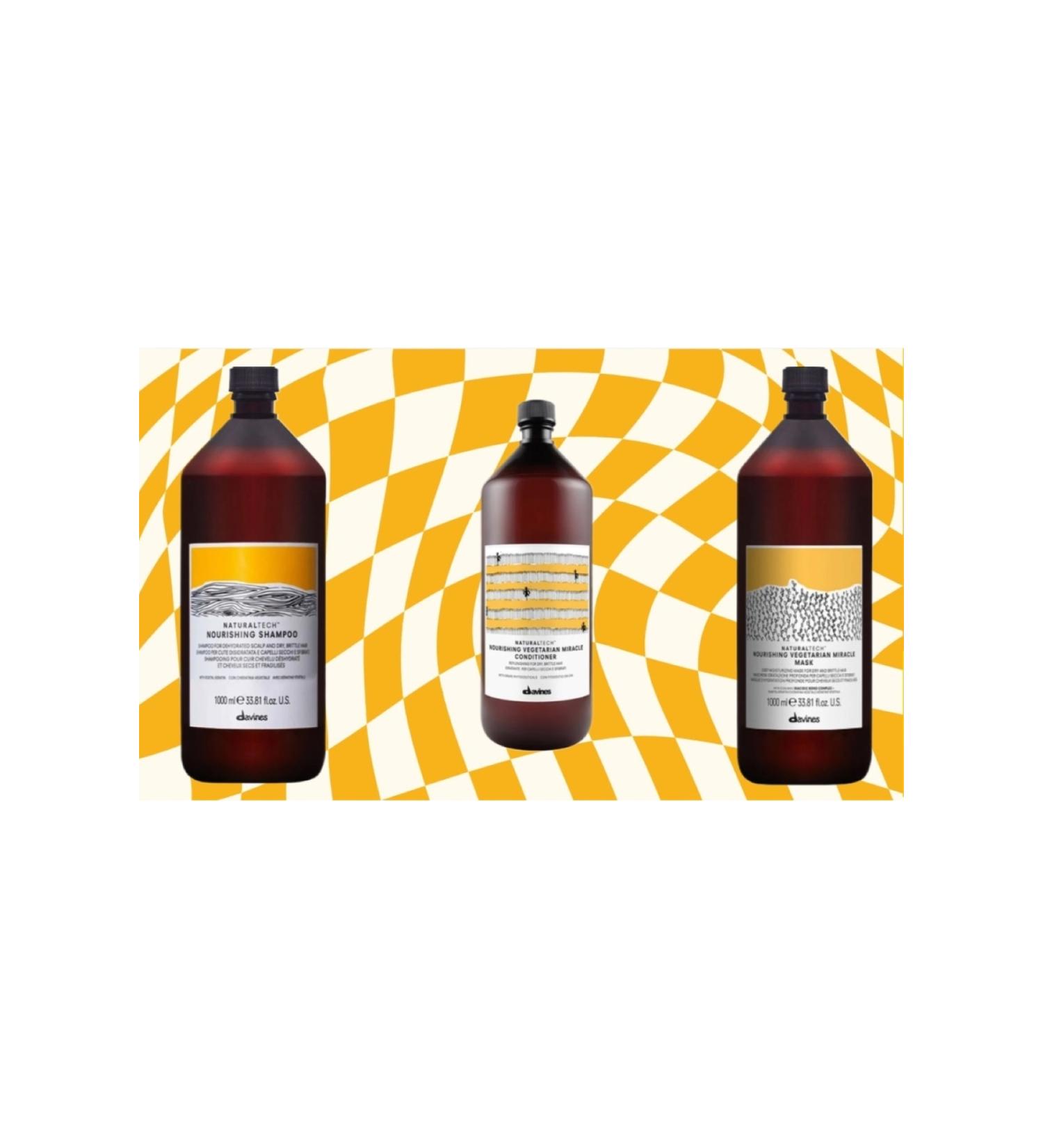 Davines Nourishing Sulfate-Free Shampoo for Dry Hair (1000ml) + Conditioner (1000ml) + Repair Mask (1000ml)
