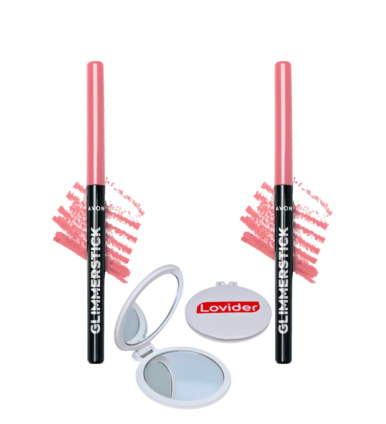 Avon Glimmerstick Lift Lip Pencil - Pink Cashmere 2 Pack + Lovider Pocket Mirror Gift - Buy Online on GoSupps.com