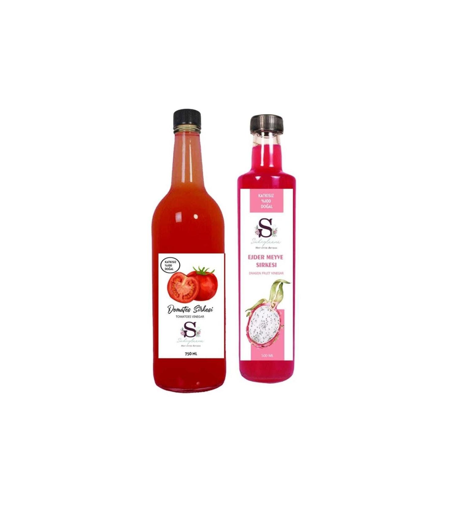Suheylaana Natural Tomato Vinegar 750 Ml And Natural Dragon Fruit Vinegar 500 Ml