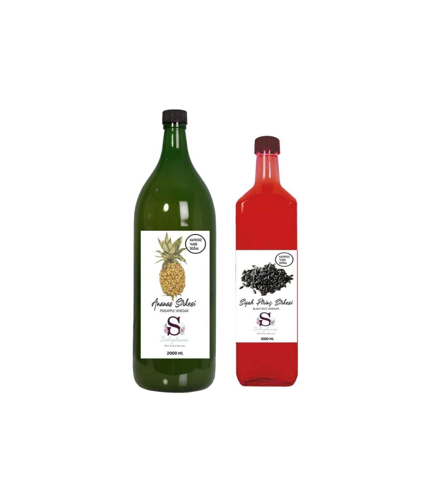 Suheylaana Natural Pineapple Vinegar 2000 Ml And Natural Black Rice Vinegar 1000 Ml