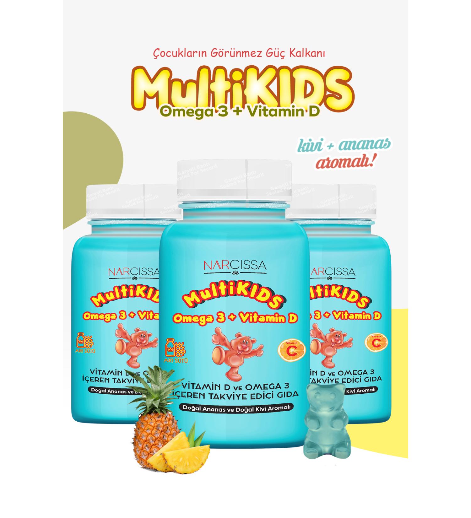Narcissa 3 Pieces - Multikids Omega3 & Vitamin D - Buy Online on GoSupps.com