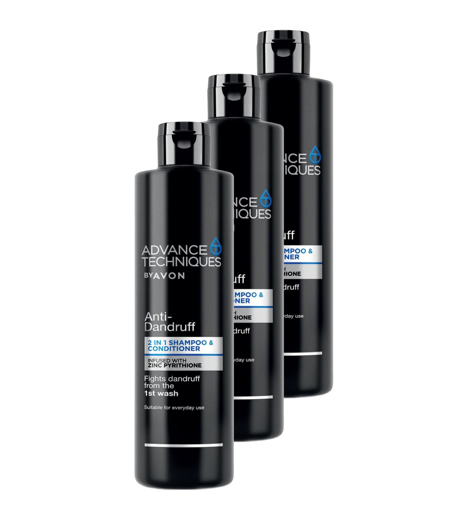 Avon Advance Techniques Anti-Dandruff 2 in 1 Shampoo and Conditioner 400 Ml. Triple Set - Buy Online on GoSupps.com