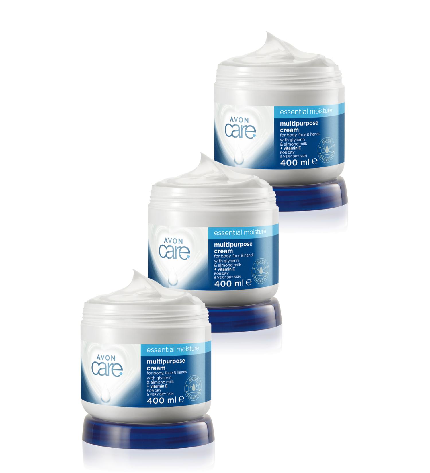 Avon Care Moisturizing Hand Face and Body Cream with Glycerin and Almond Milk 400 Ml. Triple Set