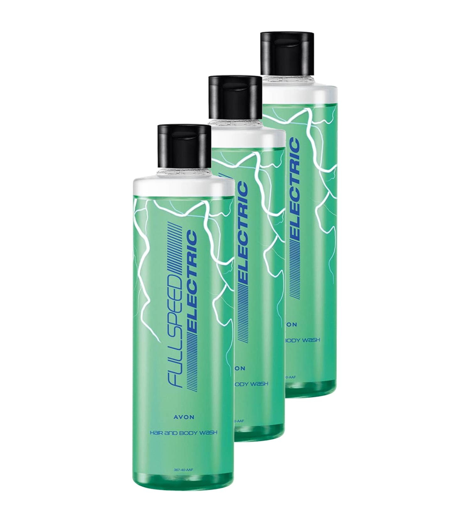 Avon Full Speed Electric 2 in 1 Hair and Body Shampoo 250 Ml. Triple Set