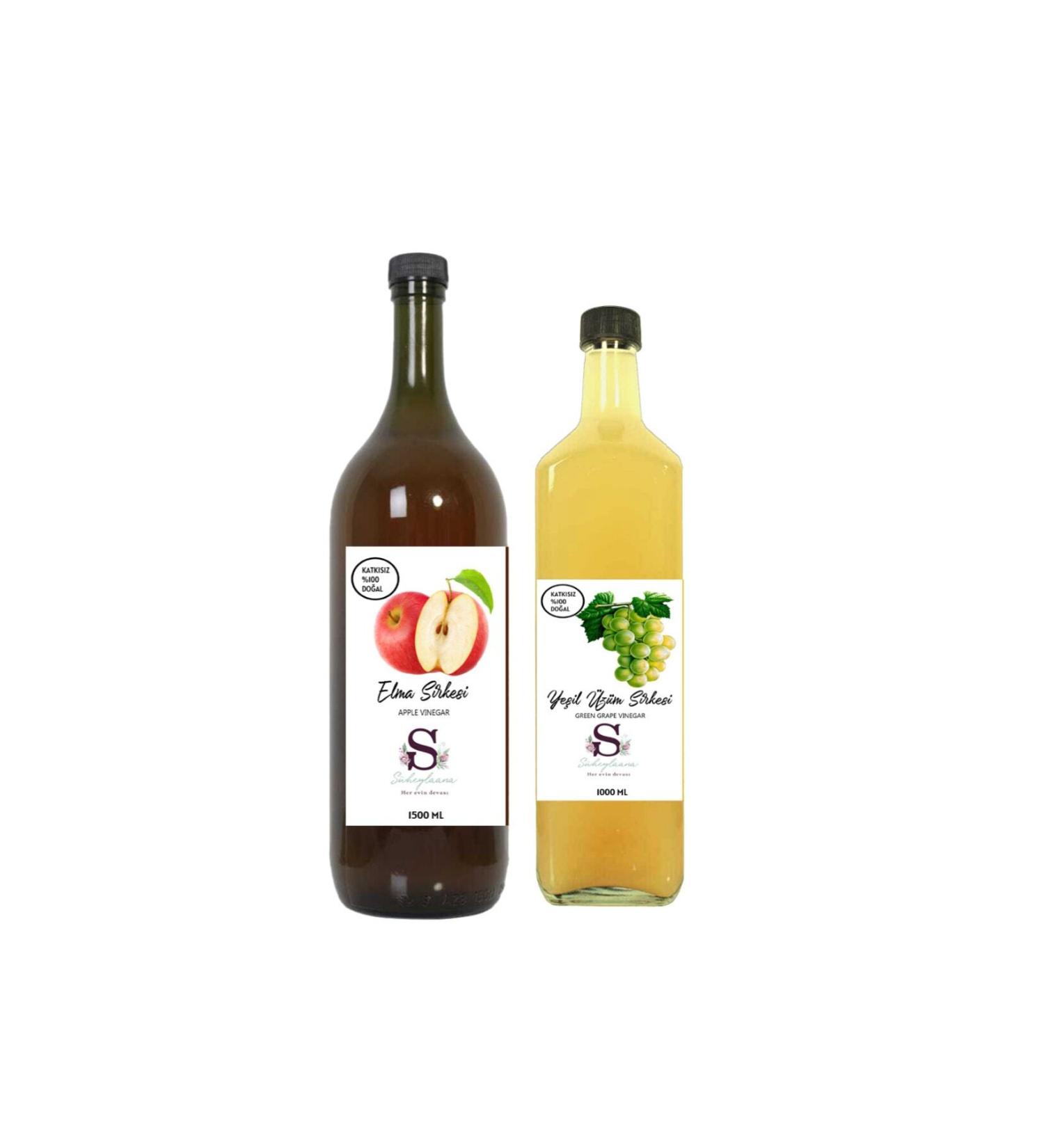 Suheylaana Natural Apple Vinegar 1500 Ml and Green Grape Vinegar 1000 Ml