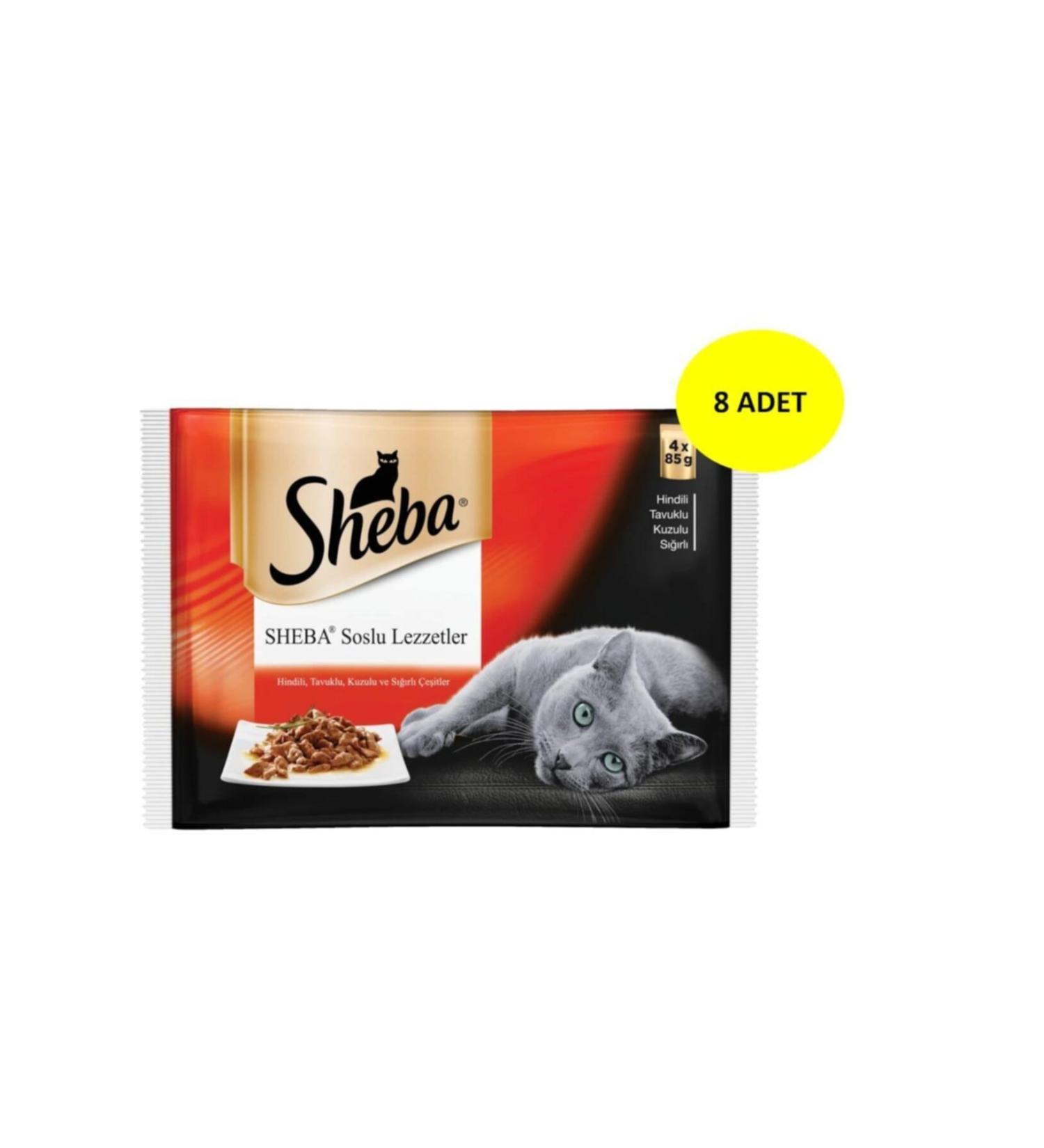 SHEBA Mixed Meat Pouch Adult Cat Wet Food 4 X 85 gr 8 pieces