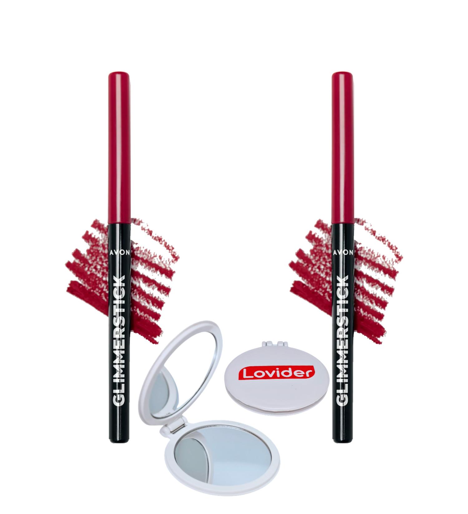 Avon Glimmerstick Lift Lip Pencil - Cherry Jubilee 2 Pack + Lovider Pocket Mirror Gift - Buy Online on GoSupps.com