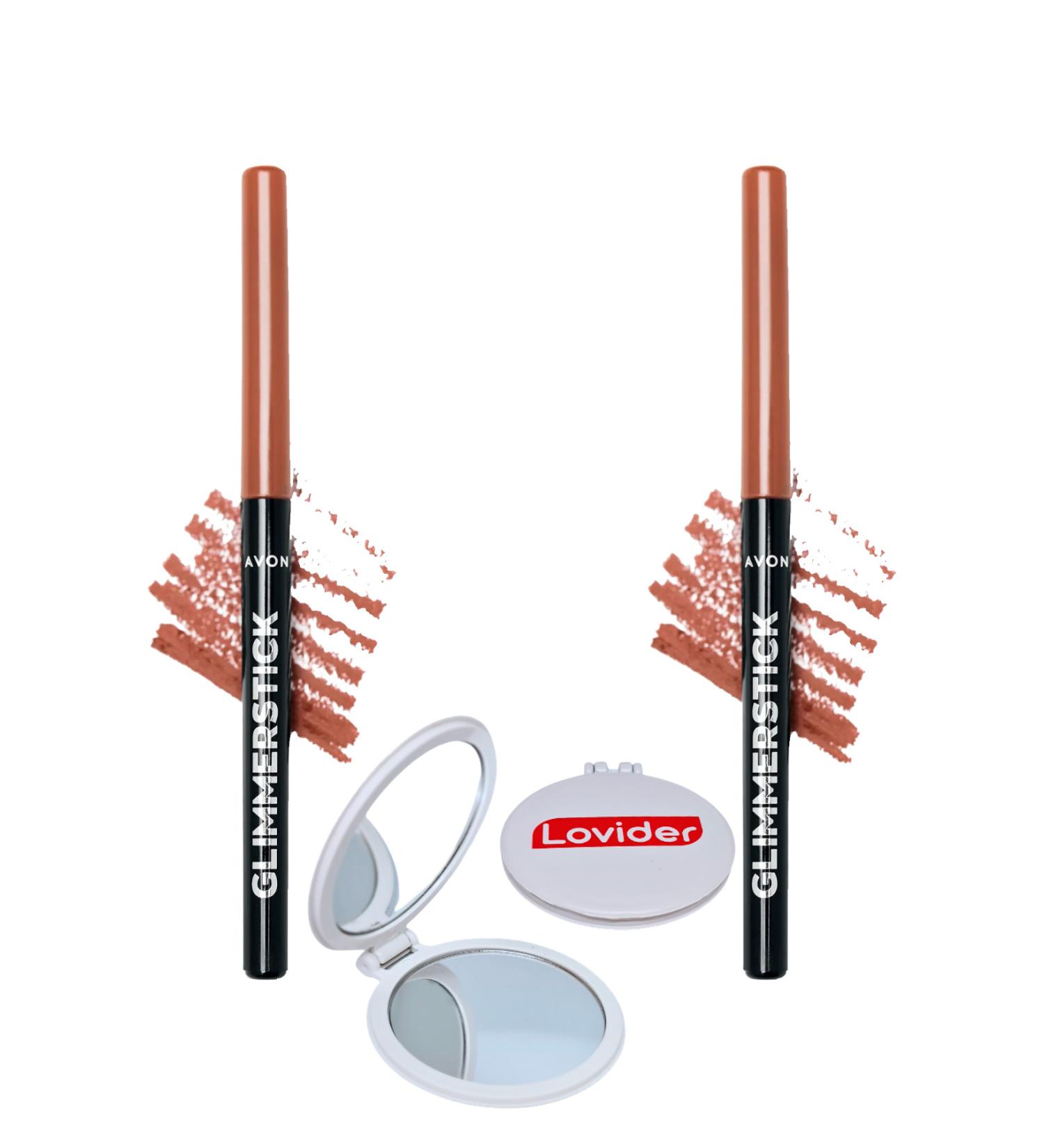 Avon Glimmerstick Lift Lip Pencil - Nude 2 Pack + Lovider Pocket Mirror Gift - Buy Online on GoSupps.com