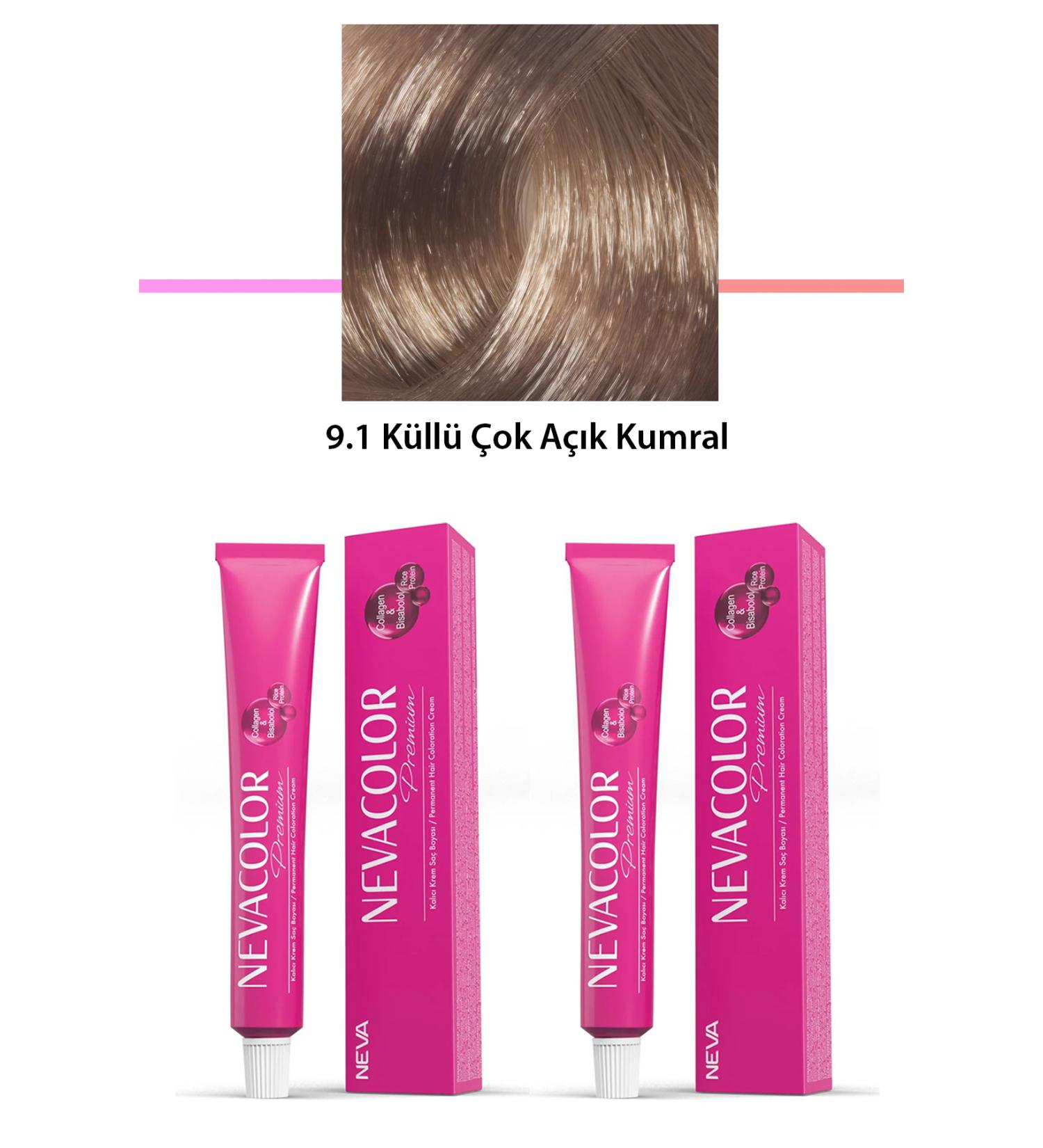 durgunstore TOPTANBULURUM 2 Set Premium 9.1 Ashy Very Light Blonde - Permanent Cream Hair Dye 2 X 50 g Tube