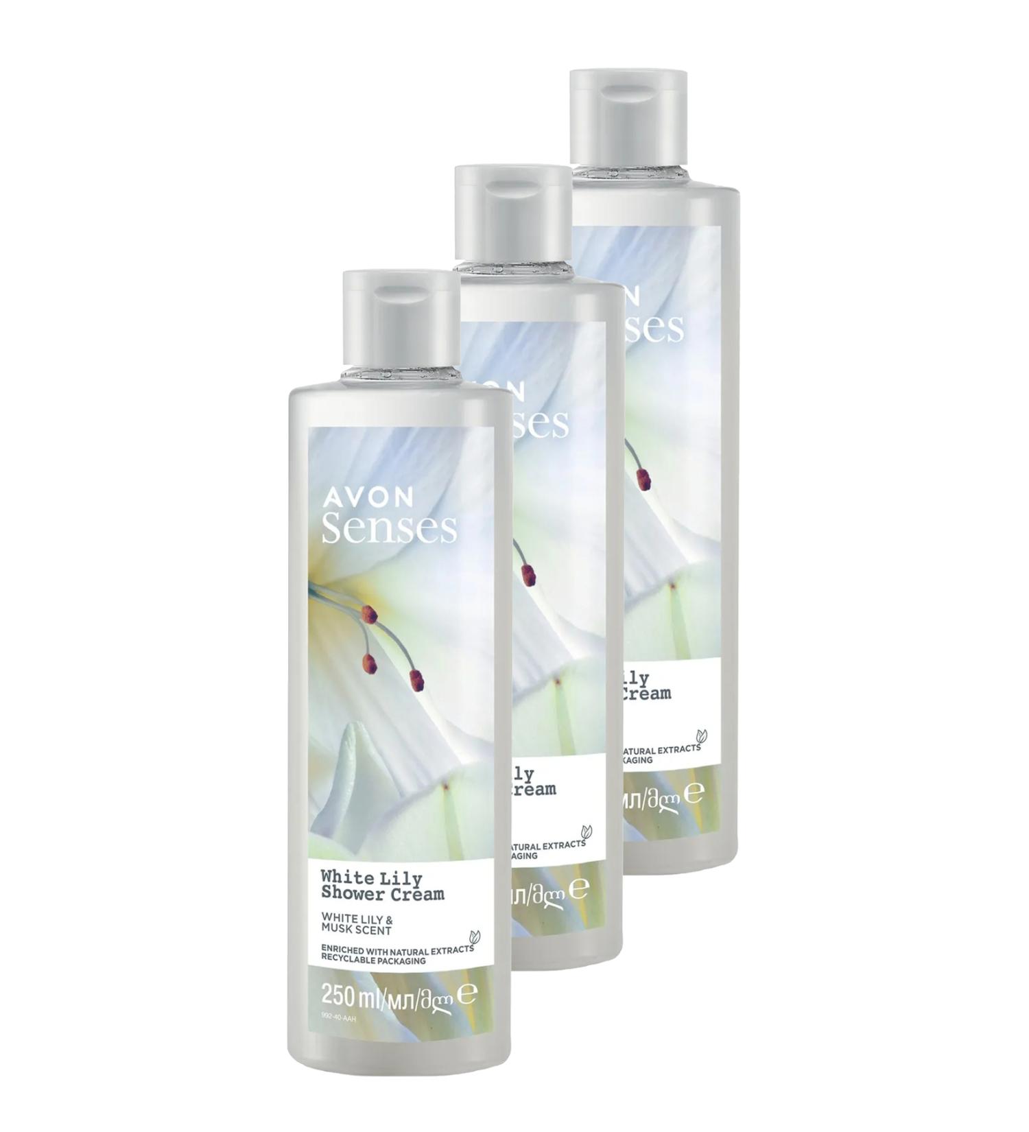 Avon Senses White Lily White Lily Scented Shower Gel 250 Ml. Triple Set - Buy Online on GoSupps.com