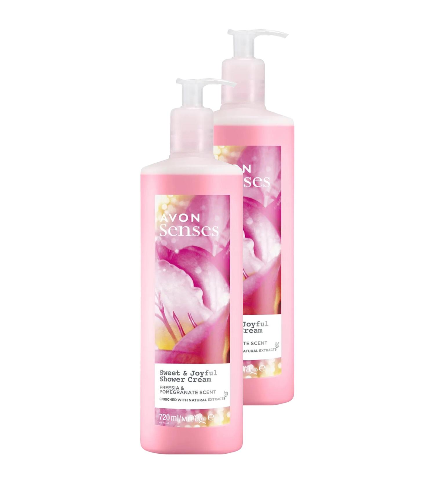 Avon Senses Sweat & Joyful Freesia and Pomegranate Scented Cream Shower Gel 720 Ml. Set of Two - Buy Online on GoSupps.com