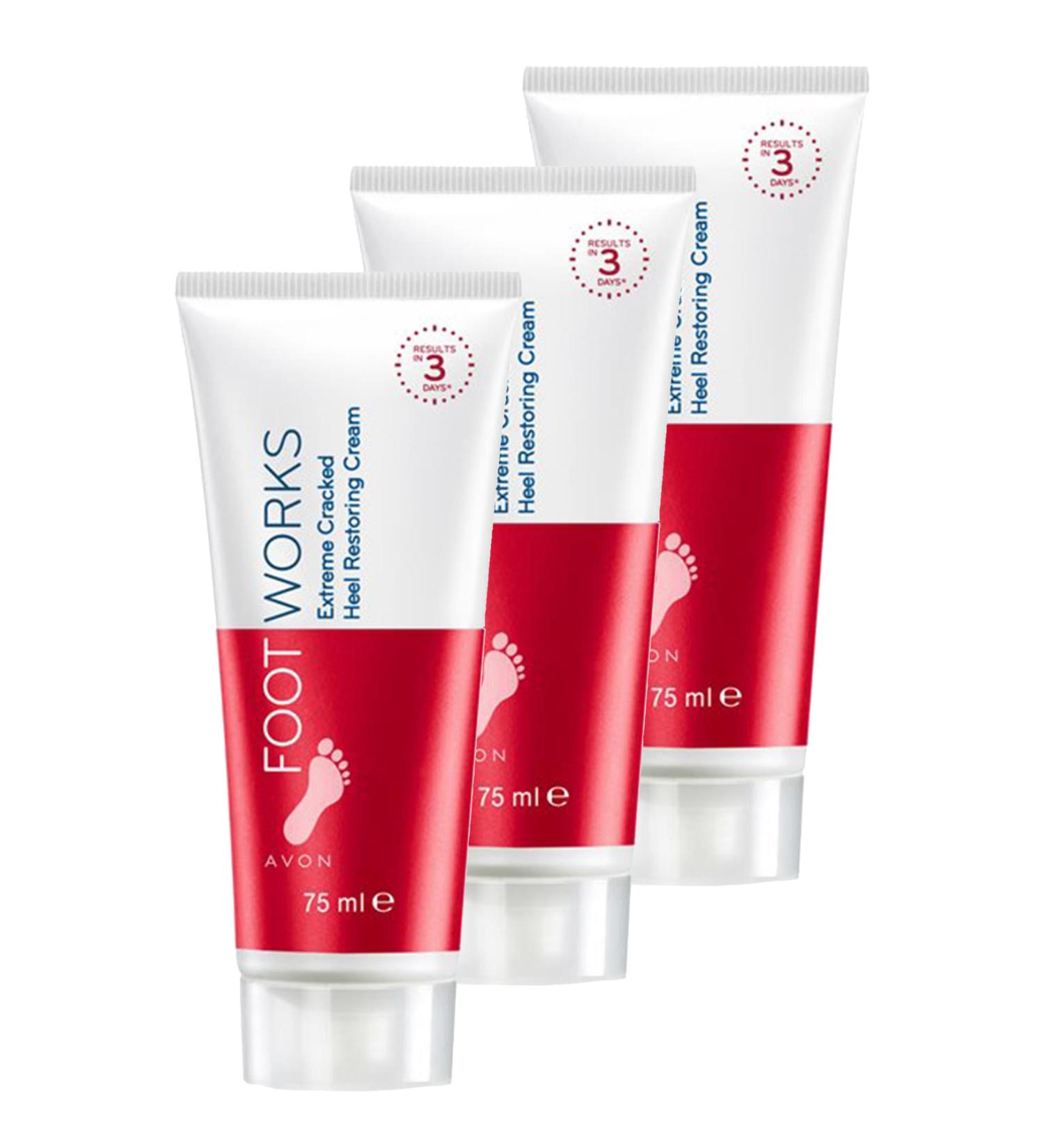 Avon Foot Works Cracked Heel Repair Foot Cream 75 Ml. Set of Three