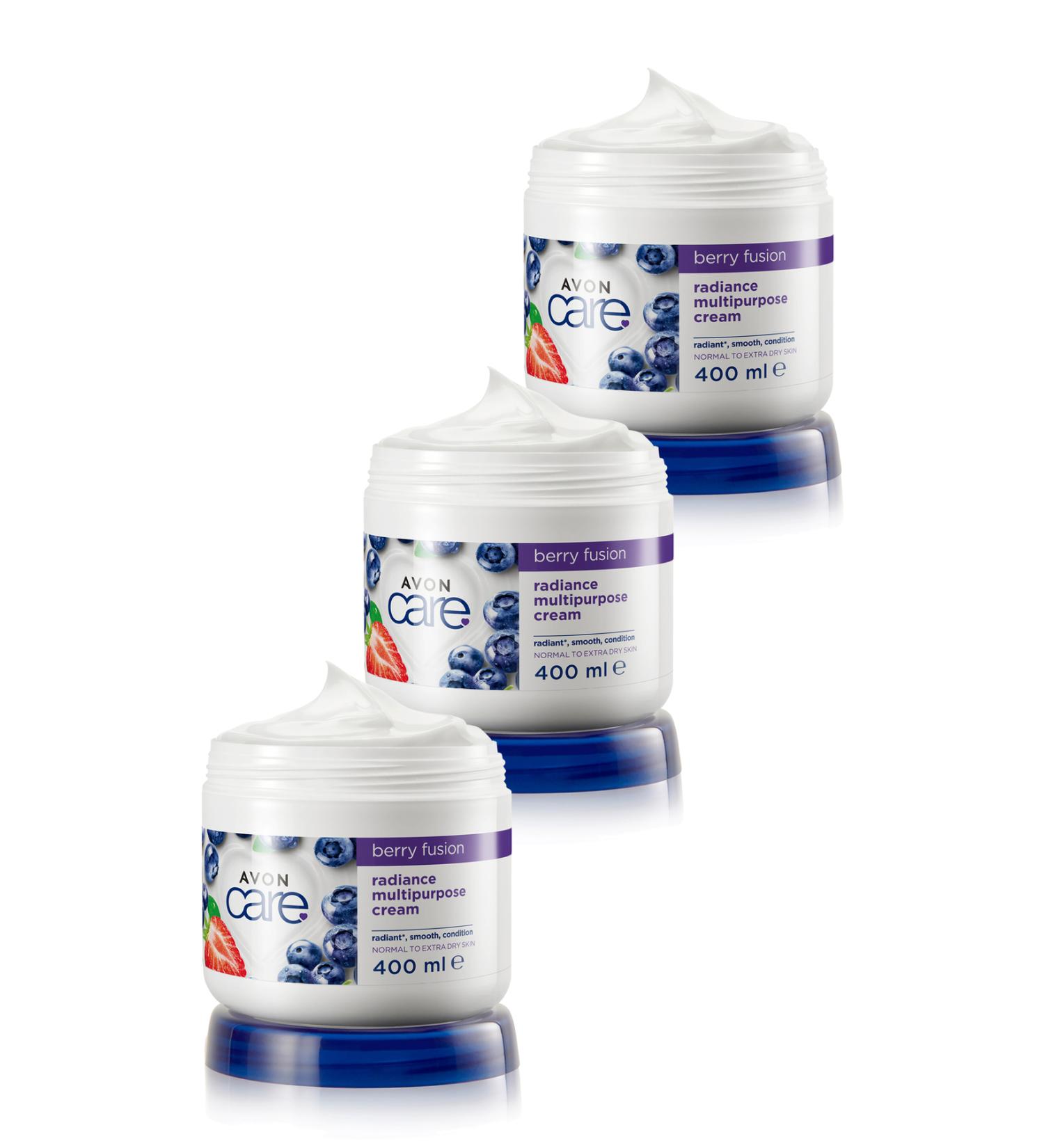 Avon Care Blueberry and Strawberry Extract Hand Face and Body Cream - 400ml Triple Set