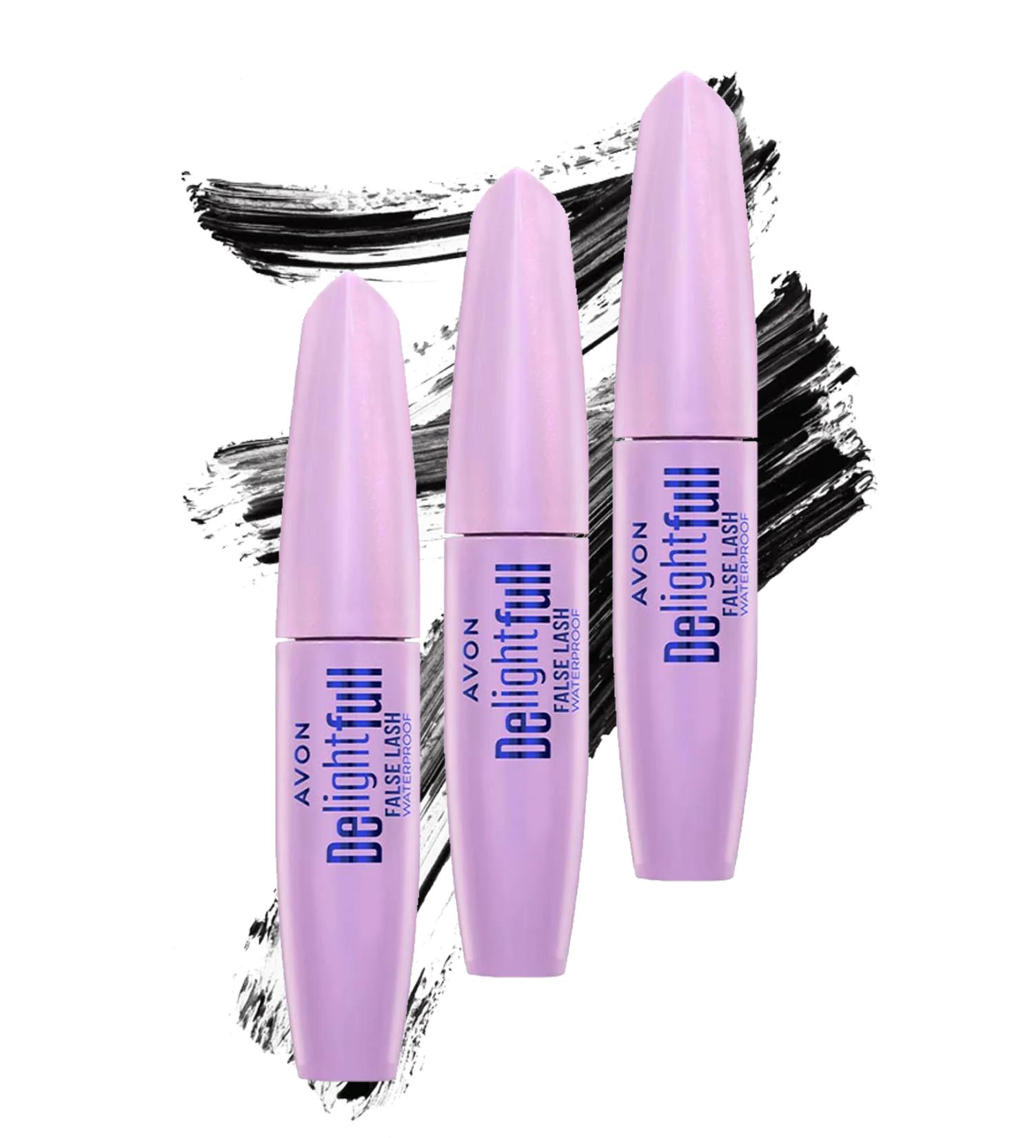 Avon Delightful False Lash Waterproof Mascara 10 Ml. Blackest Black Trio Set