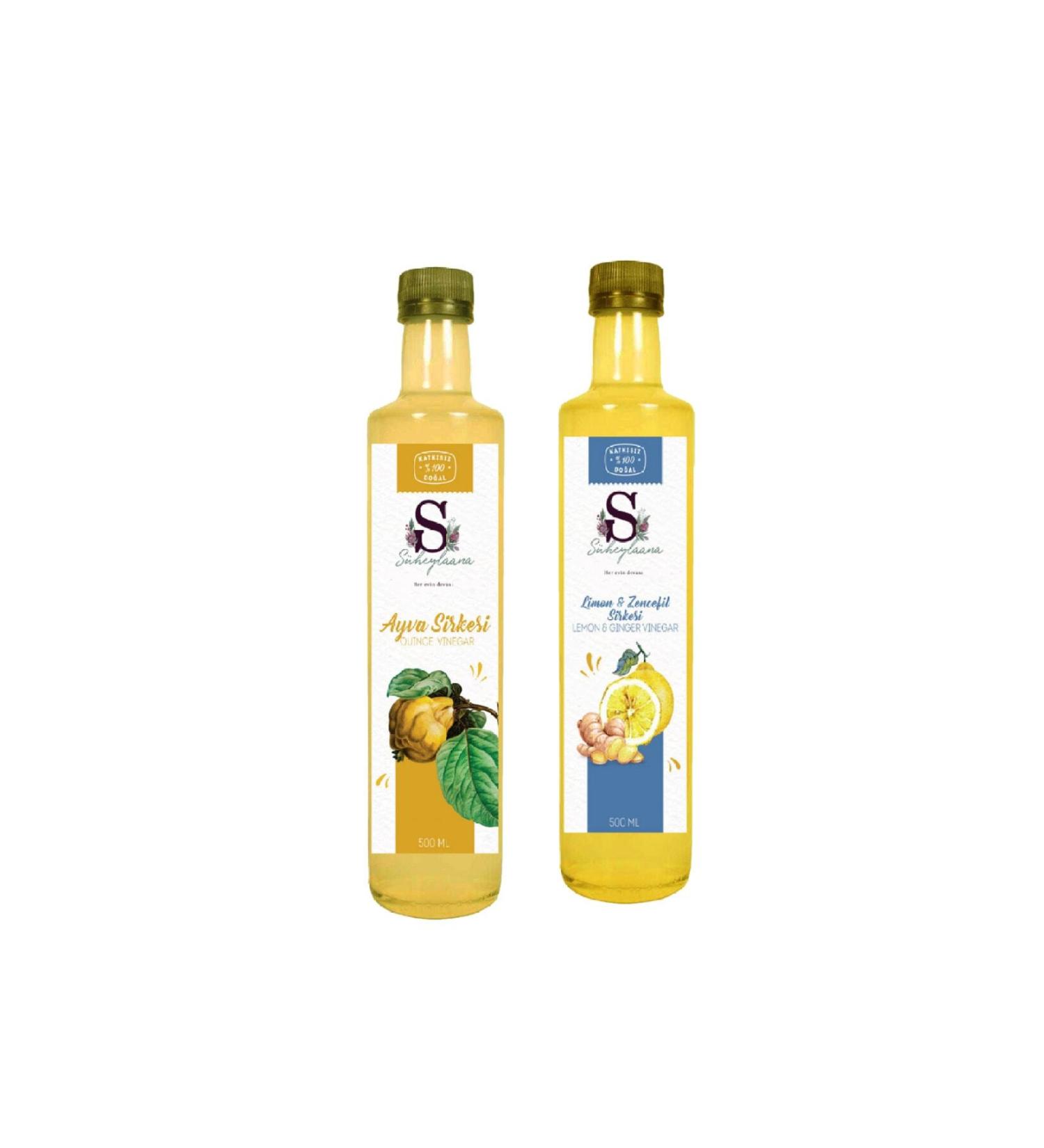 S heylaana Natural Quince Vinegar 500 Ml - Natural Lemon & Ginger Vinegar 500 Ml