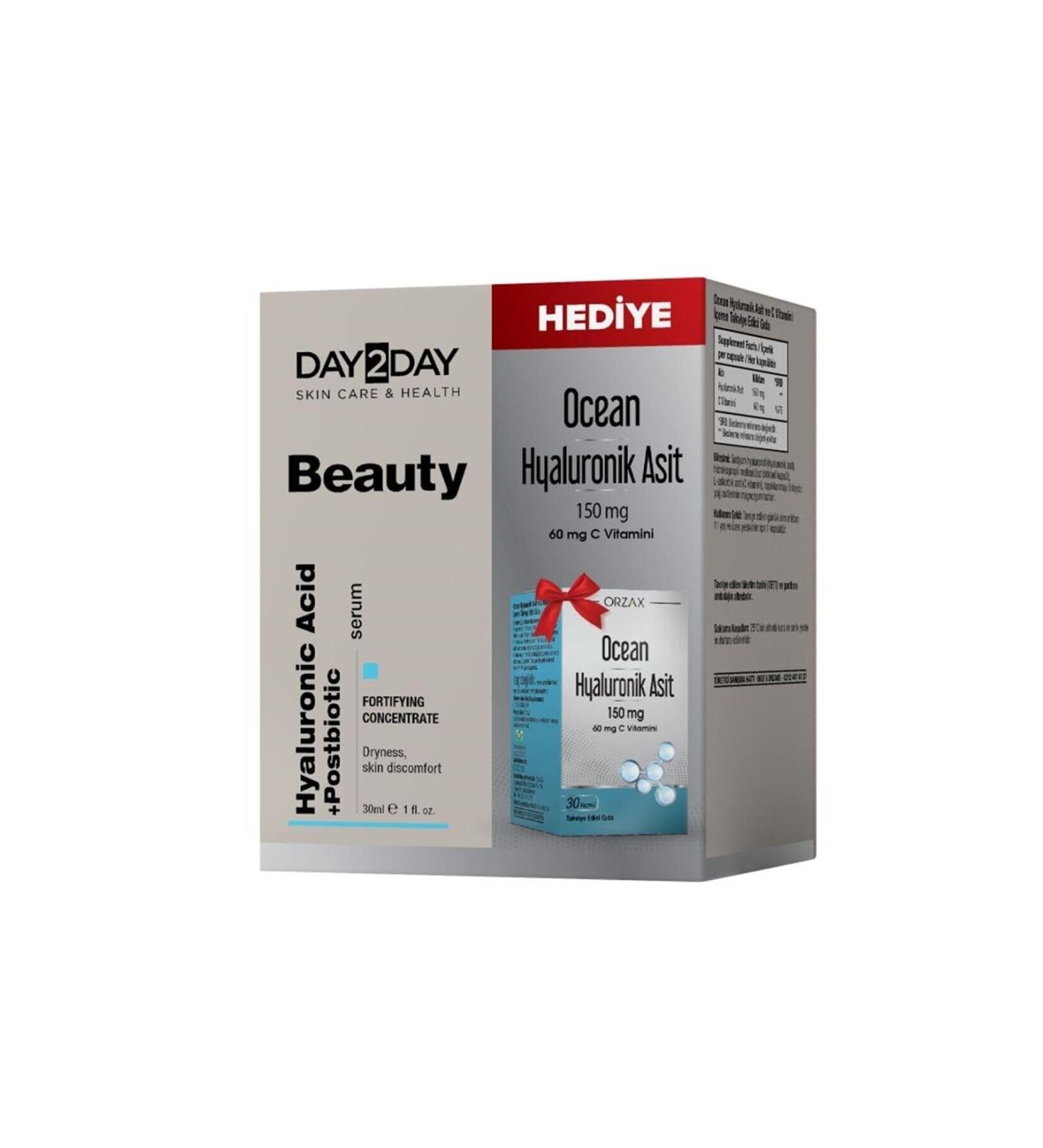 DAY2DAY Beauty Beauty Hyaluronic Acid Serum 30 ml +Ocean Hyaluronicd Acid 30 Capsules
