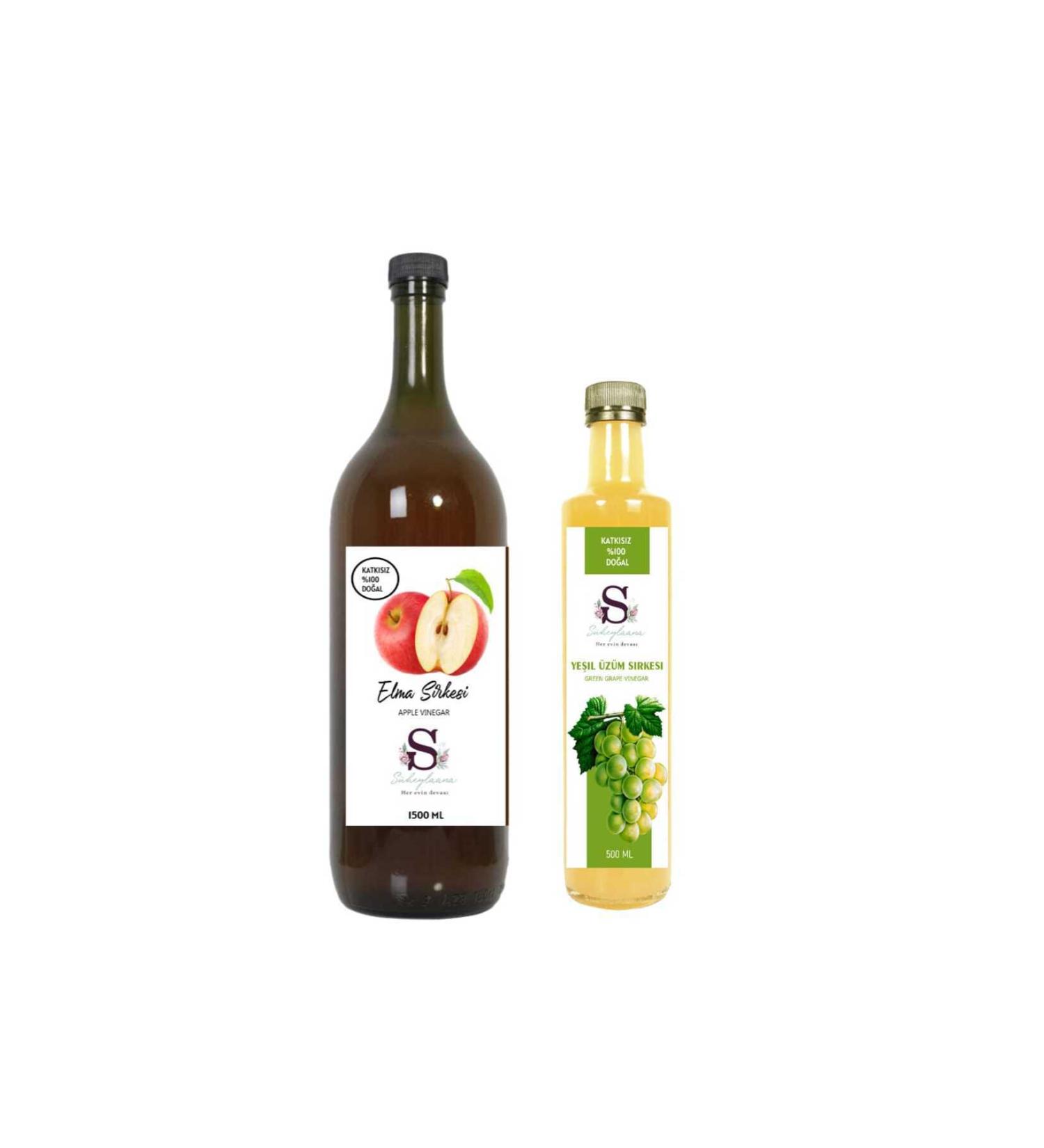 Suheylaana Natural Apple Vinegar 1500 Ml - Natural Green Grape Vinegar 500 Ml