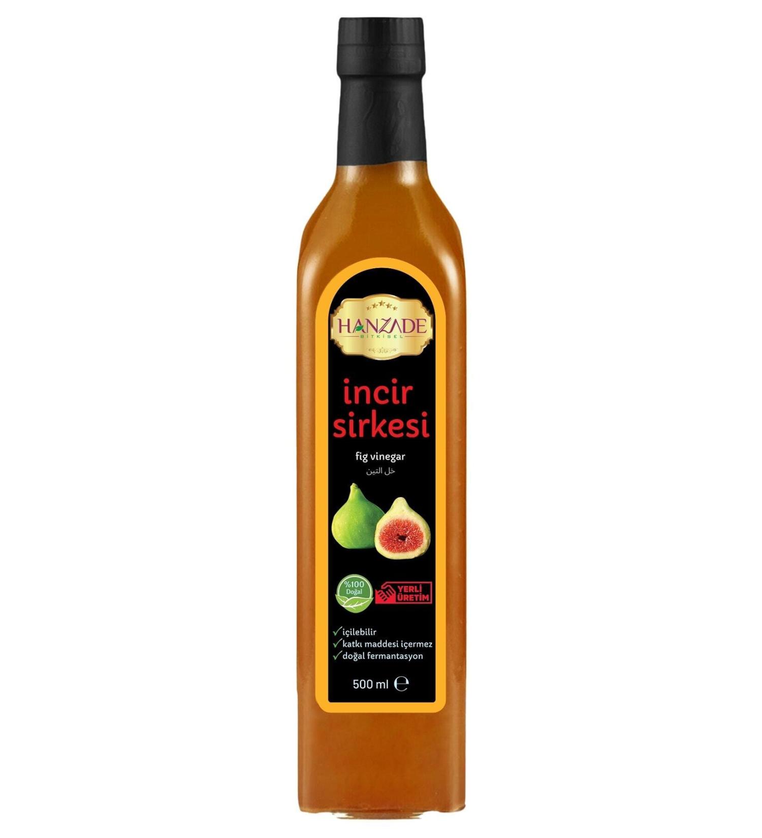 Hanzade Herbal Fig Vinegar 500 ml Natural Fermented Pure Drinkable Glass Bottle Fig Vinegar (IR-154210) - Buy Online on GoSupps.com