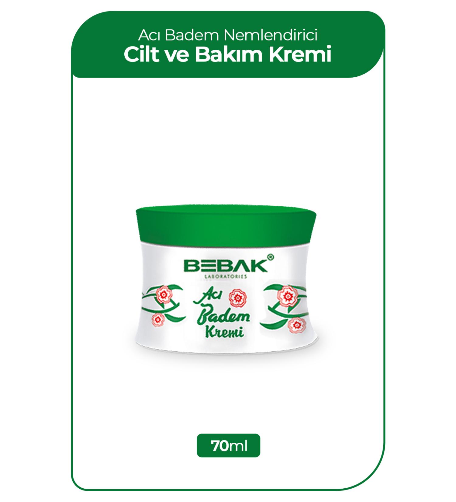 Bebak Bitter Almond Moisturizing Skin and Care Cream Jar 70 ml