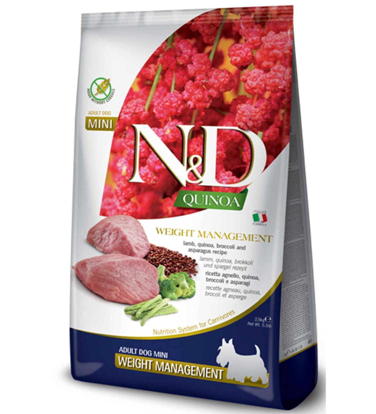 N & D ND Quinoa Grain-Free Lamb Broccoli and Asparagus Small Breed Dog Food 2.5kg