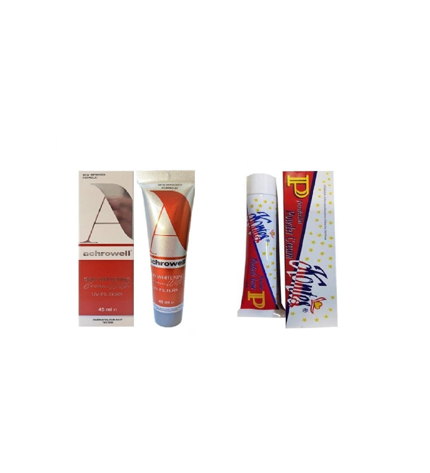 Achrowell Anti-Aging Whitening Cream 45ml + Kontes Powder Acne Pimple Blemish Cream 45ml