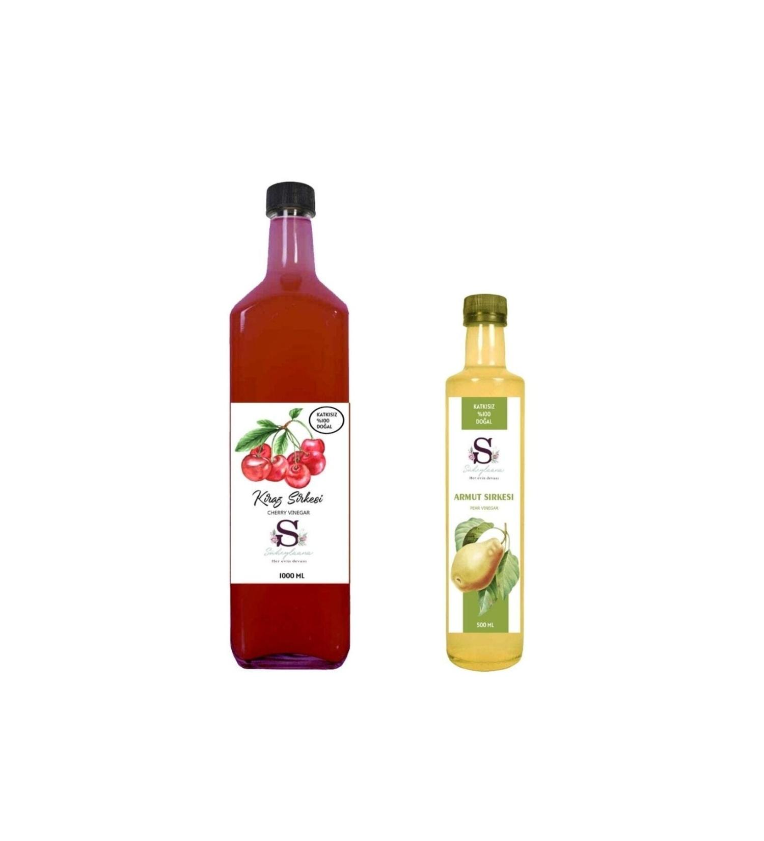 S heylaana Natural Cherry Vinegar 1000 Ml - Natural Pear Vinegar 500 Ml