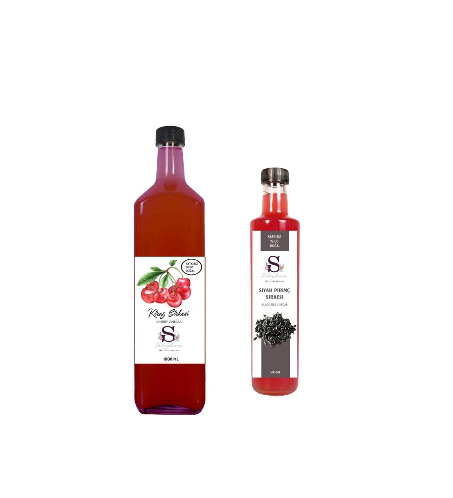 Suheylaana Natural Cherry Vinegar 1000 Ml - Natural Black Rice Vinegar 500 Ml