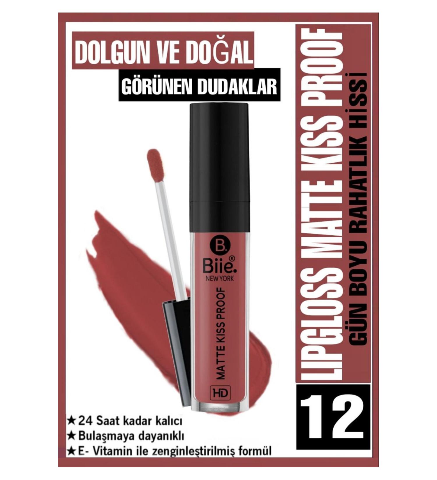 biie Long Lasting Matte LIQUID MATTE Lipstick Kiss Proof Lipgloss No:12