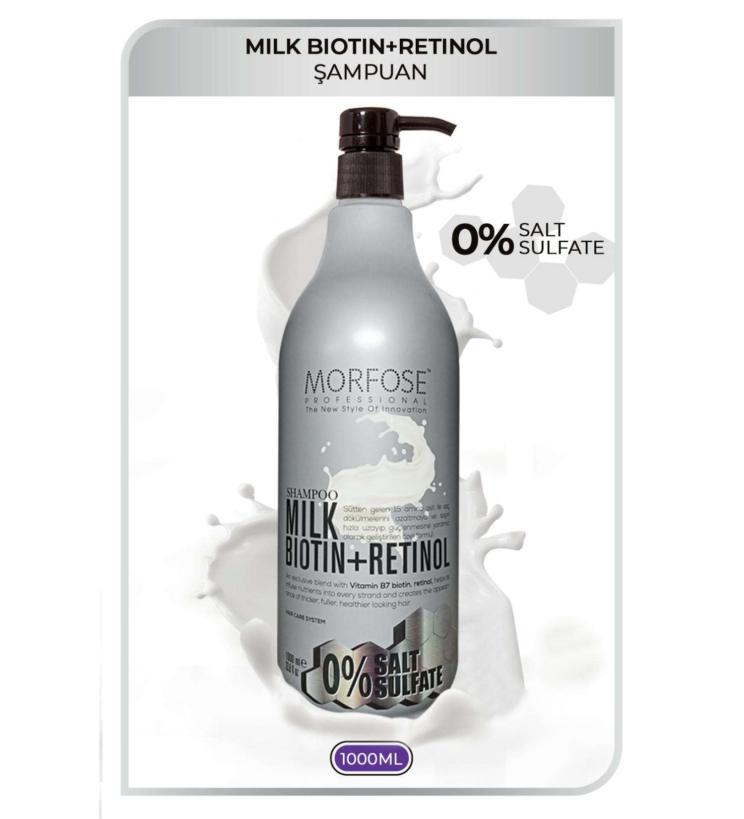 Morfose Anti Hair Loss Sulfate-Free Milk Biotin Retinol Containing Salt-Free Shampoo 1000 ml - Buy Online on GoSupps.com