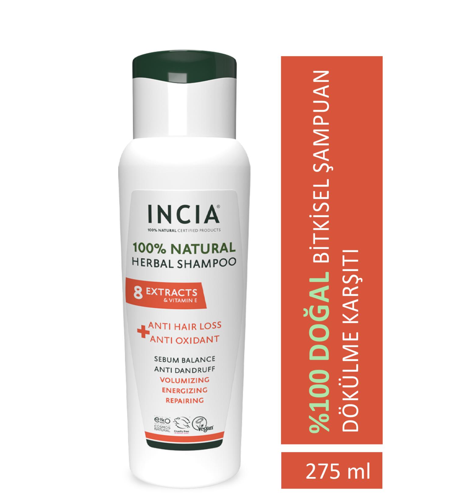 INCIA 0 Natural Anti-Hair Loss Shampoo 8 Valuable Plant Extracts Vegan 275 ml - Buy Online on GoSupps.com