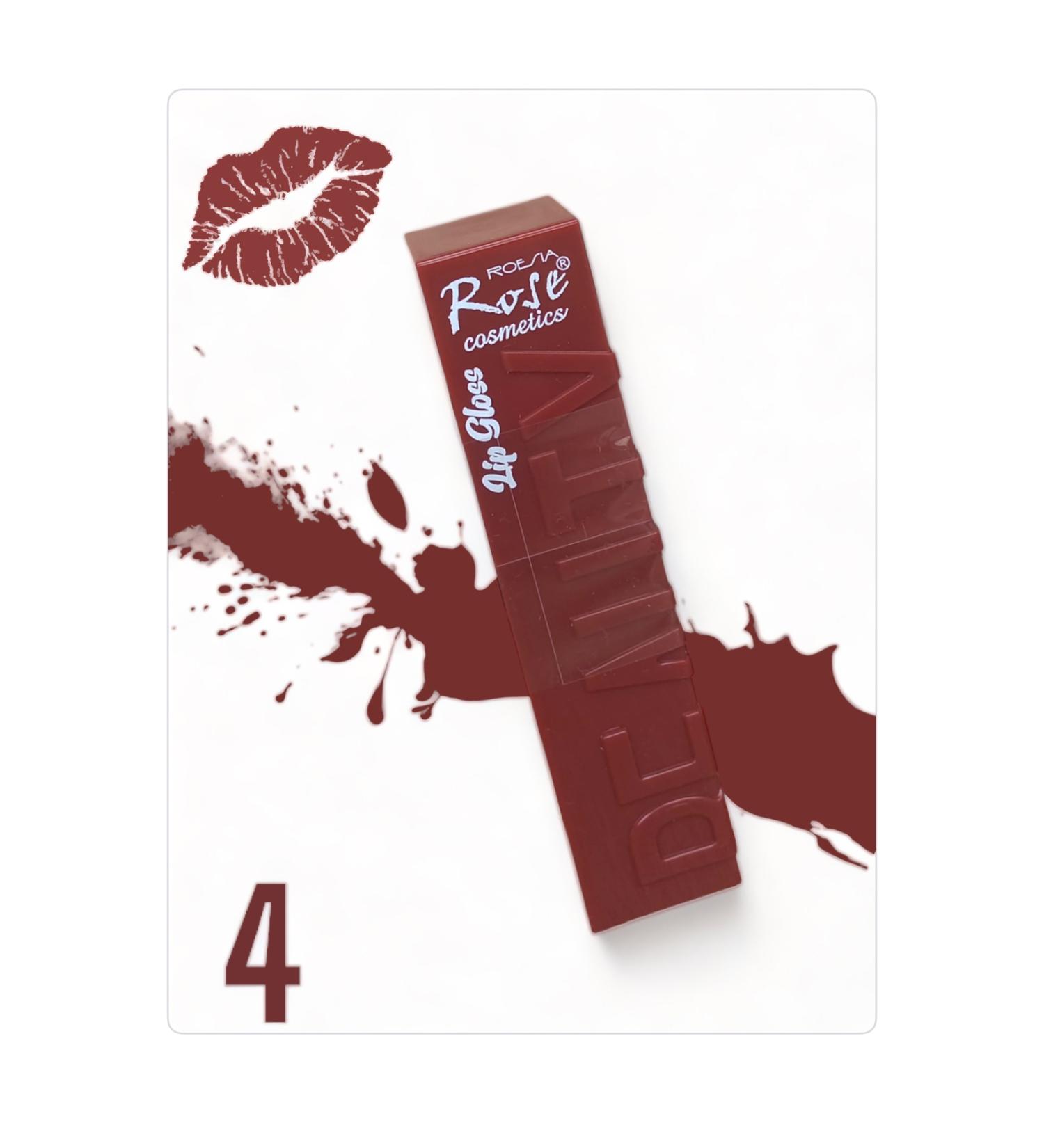 Rose Lip Gloss with Shiny Different Color Shades.