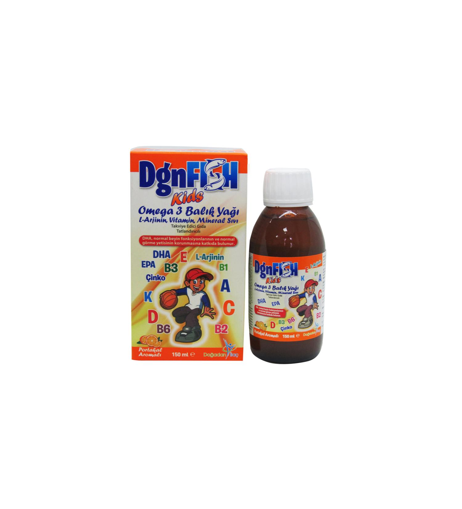 Dgn Fish Kids Omega3 Fish Oil L-argenine Vitamin Mineral Liquid Food Supplement 150 ml - Buy Online on GoSupps.com