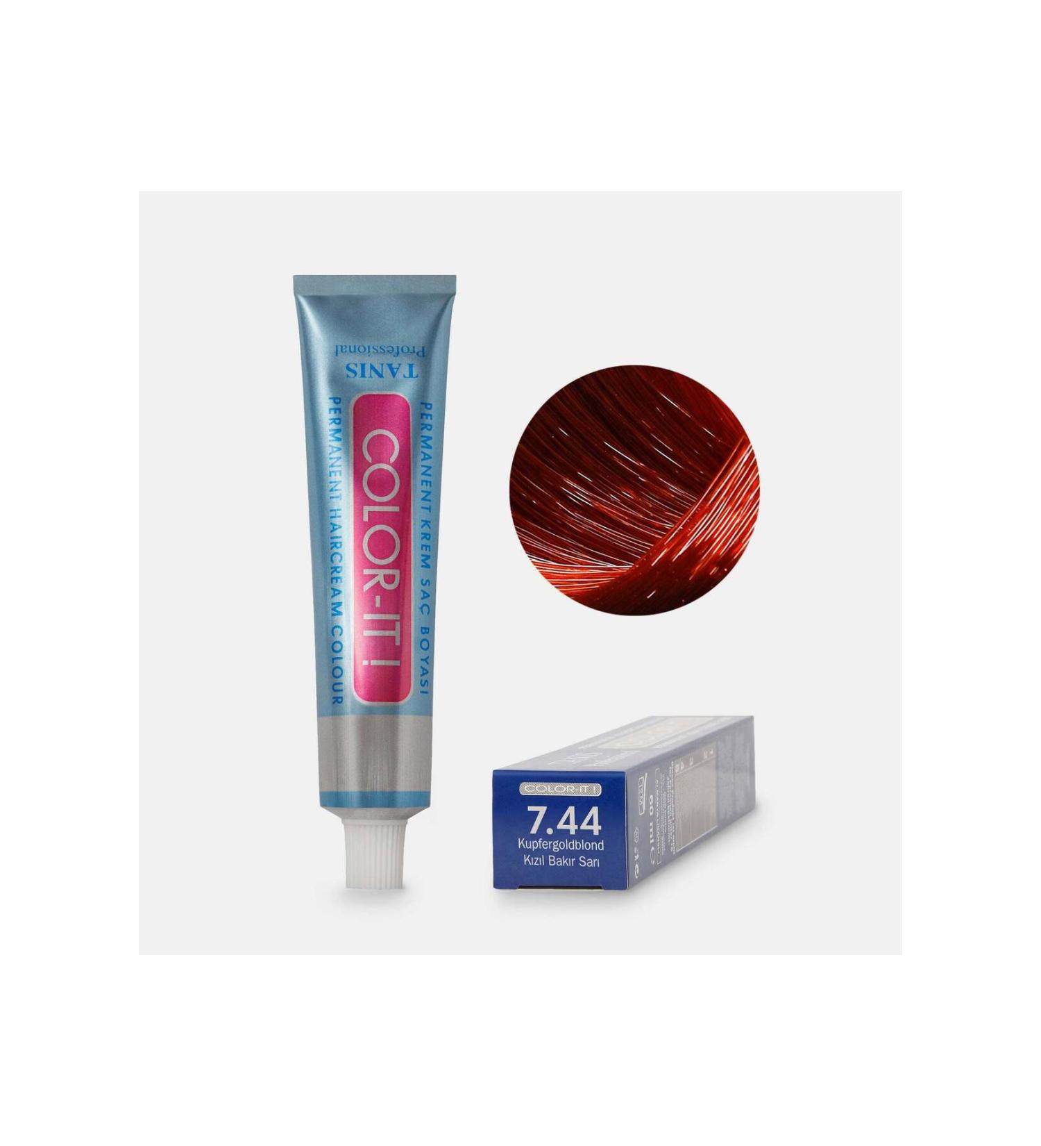 TANIS PROFESSIONAL Permanent Hair Dye COLOR-IT 7.44 Red Copper Blonde