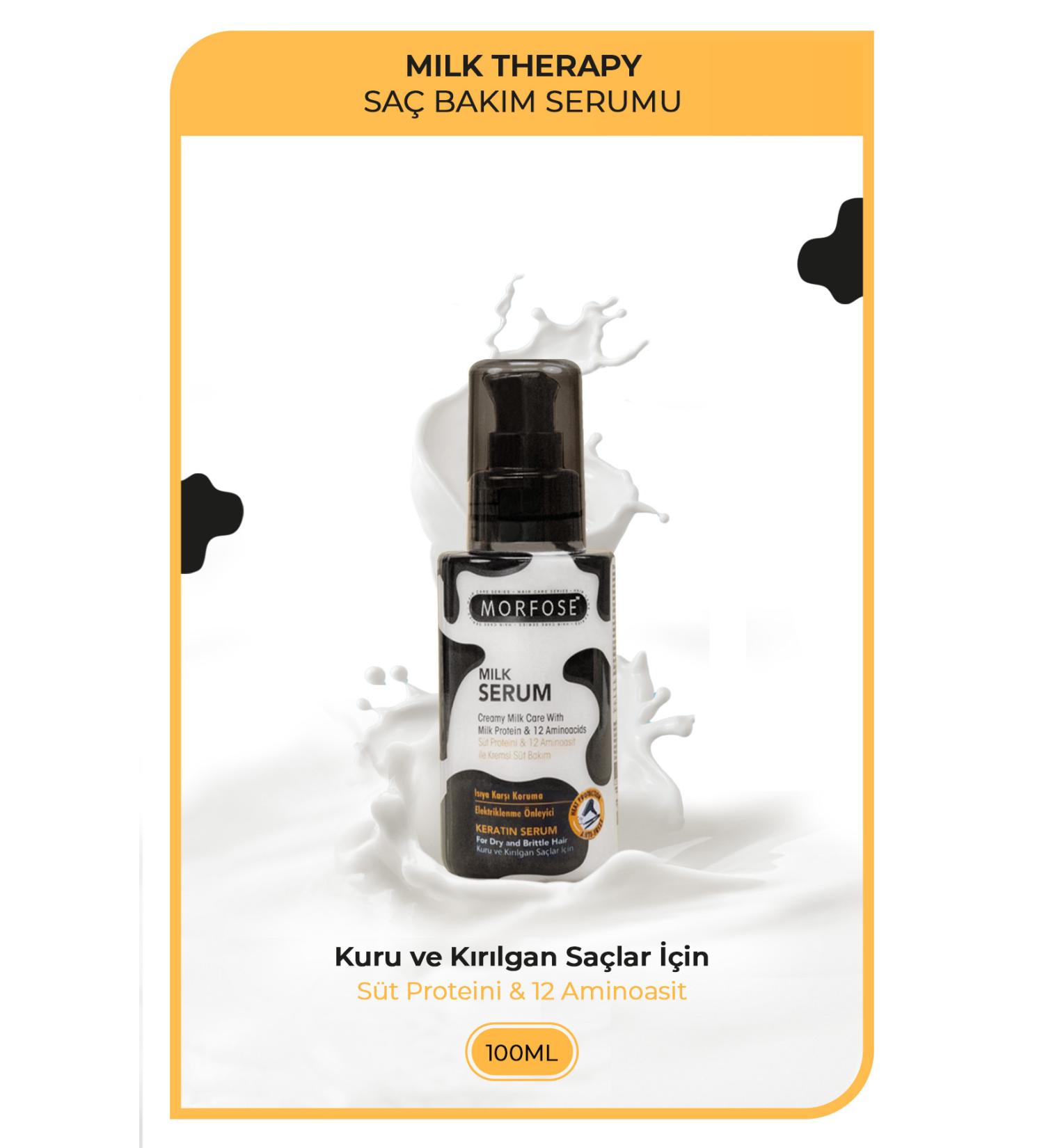 Morfose Milk Therapy Keratin Hair Serum 100 Ml - Repairs Damaged Hair Soft and Lively Hair - Buy Online on GoSupps.com