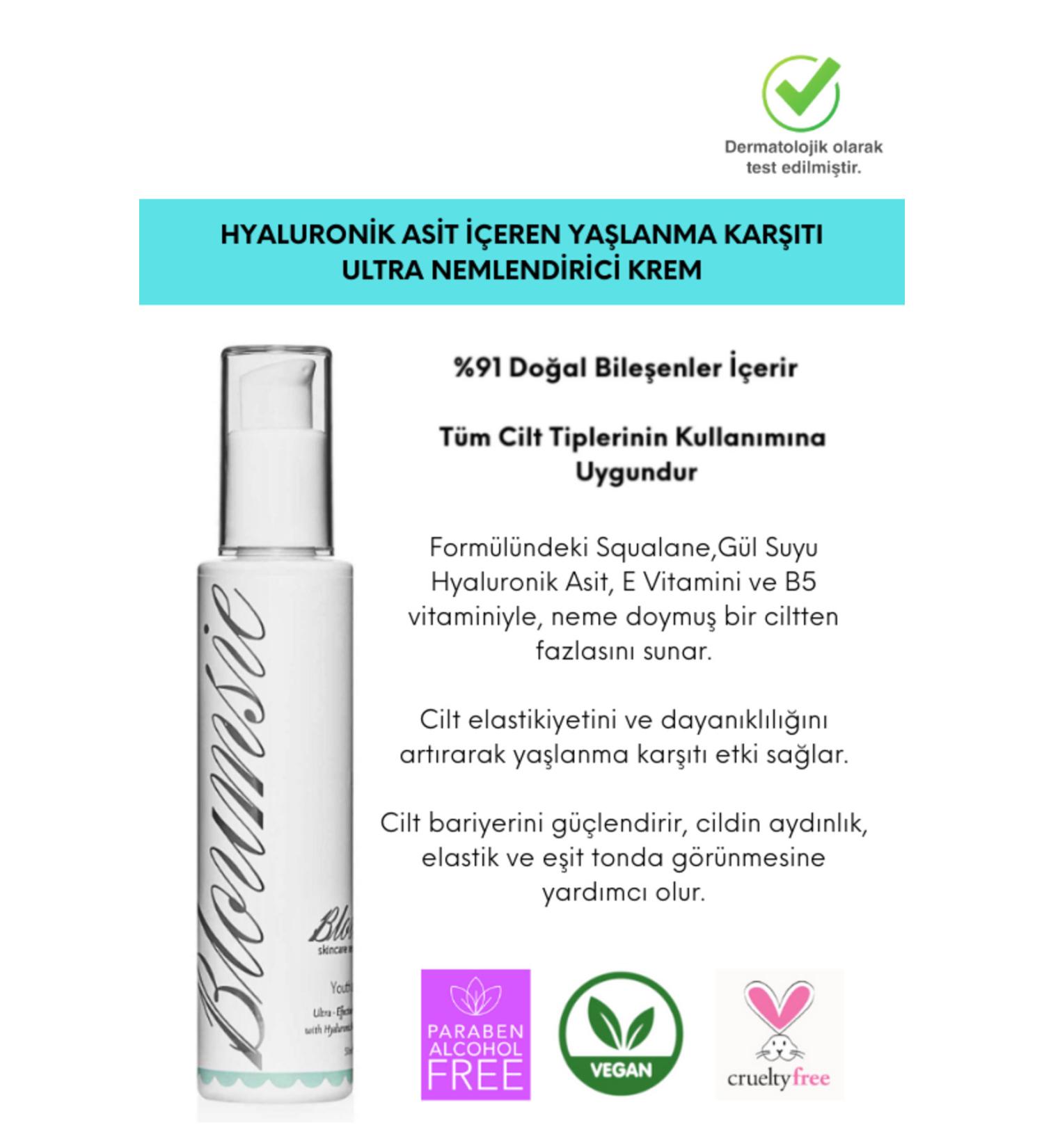 BLOUMSIE Youth And More Anti-Aging Ultra Moisturizing Cream Isparta Rose Hyaluronic Acid 50 Ml. - Buy Online on GoSupps.com