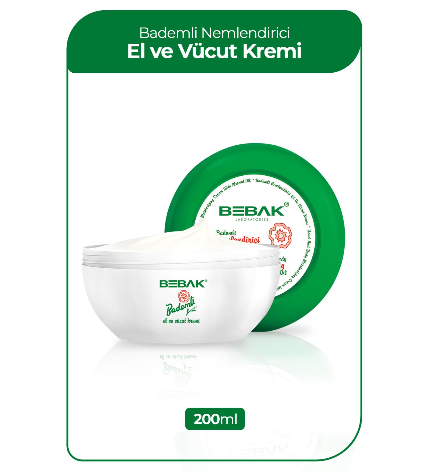 Bebak Almond Moisturizing Hand and Body Cream Jar 200 Ml