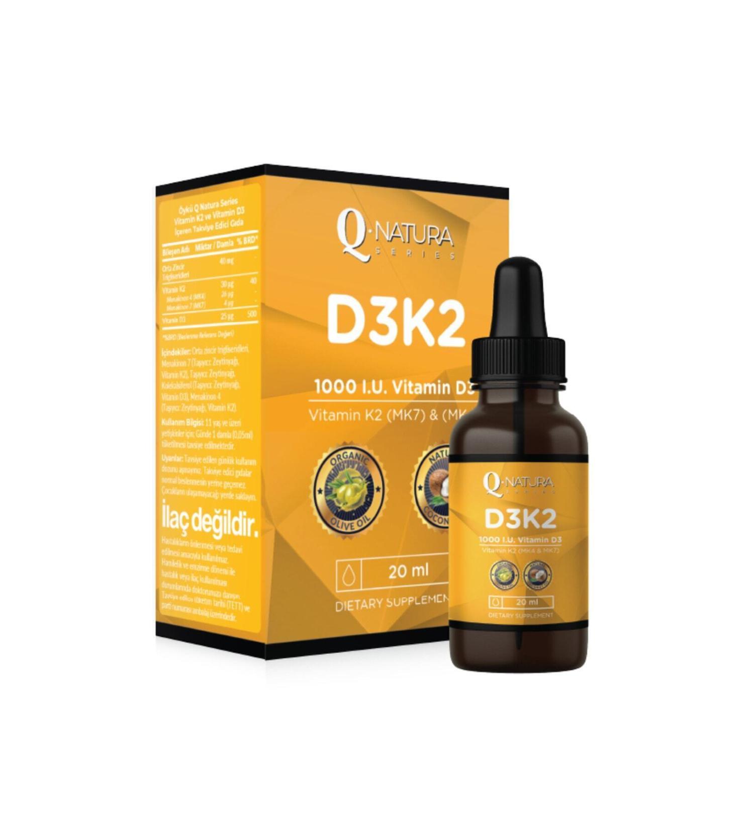Q natura series Vitamin D3 K2 20 ml (D3k2 with Organic Olive Oil) - Buy Online on GoSupps.com