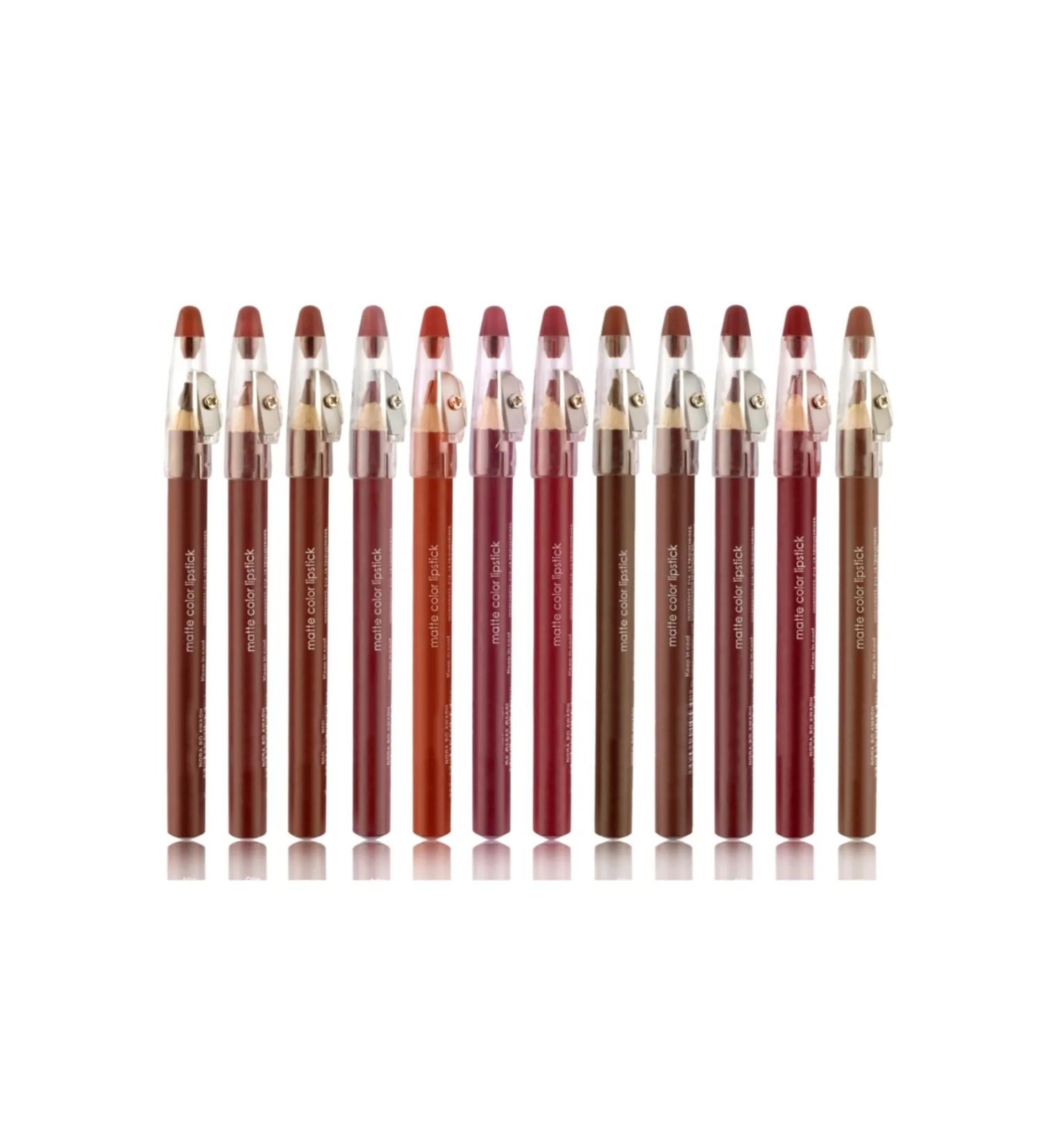 Birse 12 Piece Set Matte Color Thick Lip Pencil with Sharpener