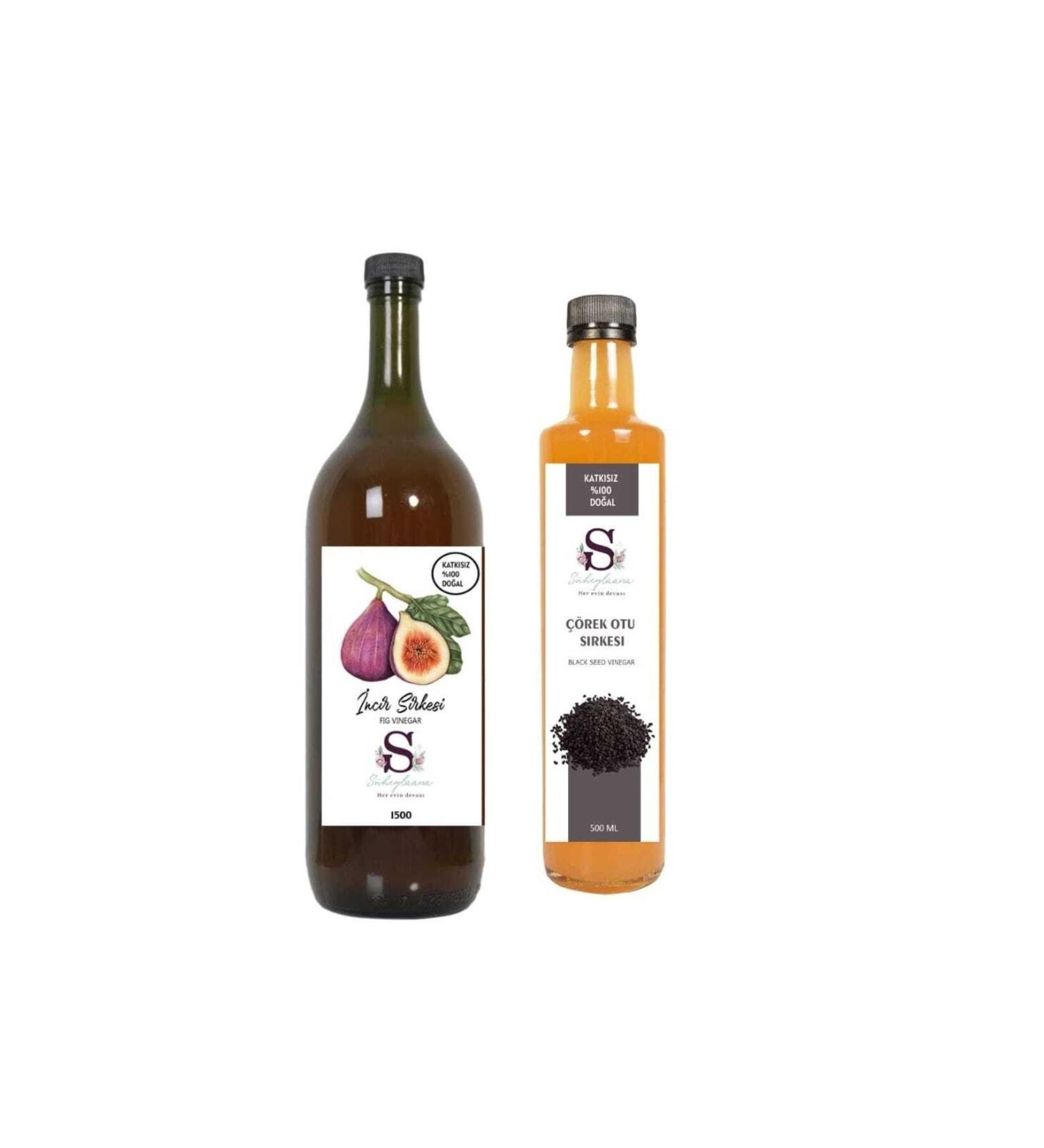Suheylaana Natural Fig Vinegar 1500 Ml And Natural Black Cumin Vinegar 500 Ml